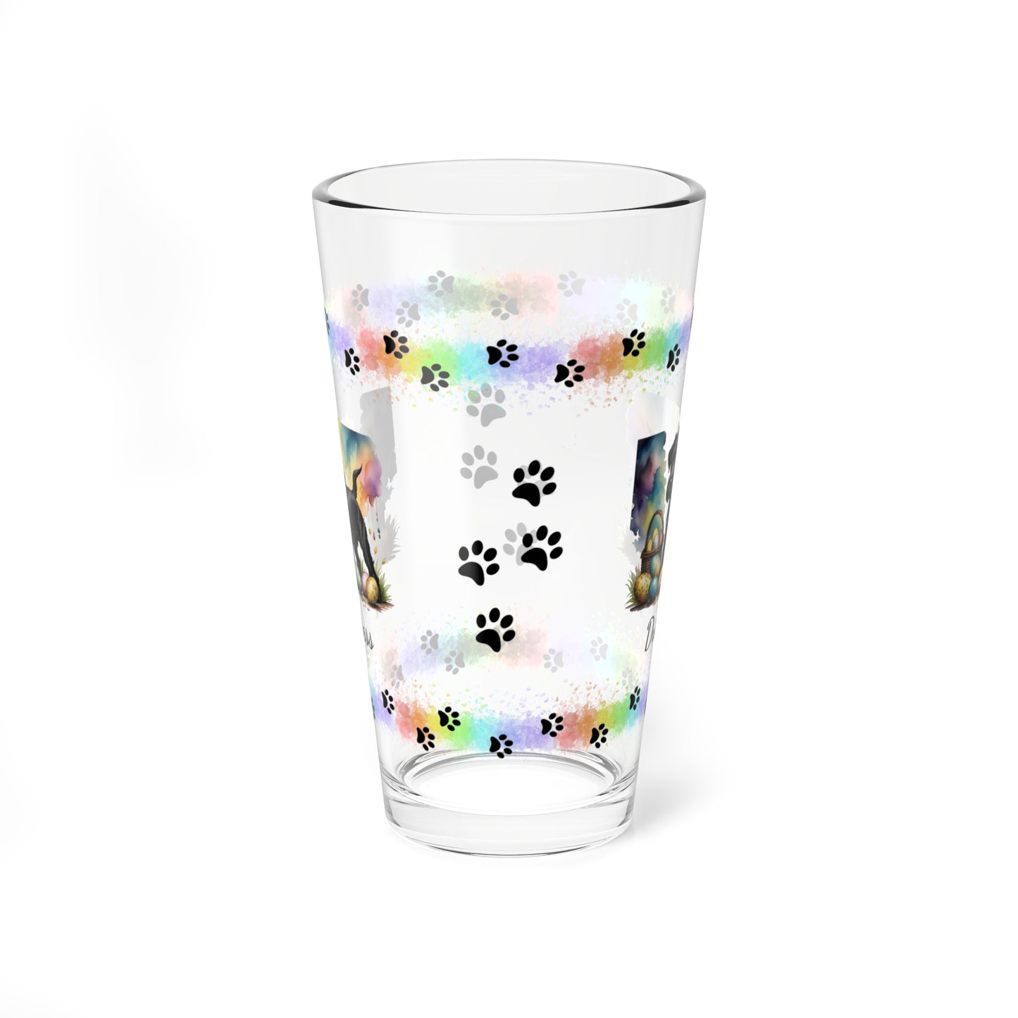 Schnauzer (Black) Personalized Easter Puppy 16oz Pint Glass - Custom Dog Design, Mental Health Gift, Easter Décor, and Festive Celebrations