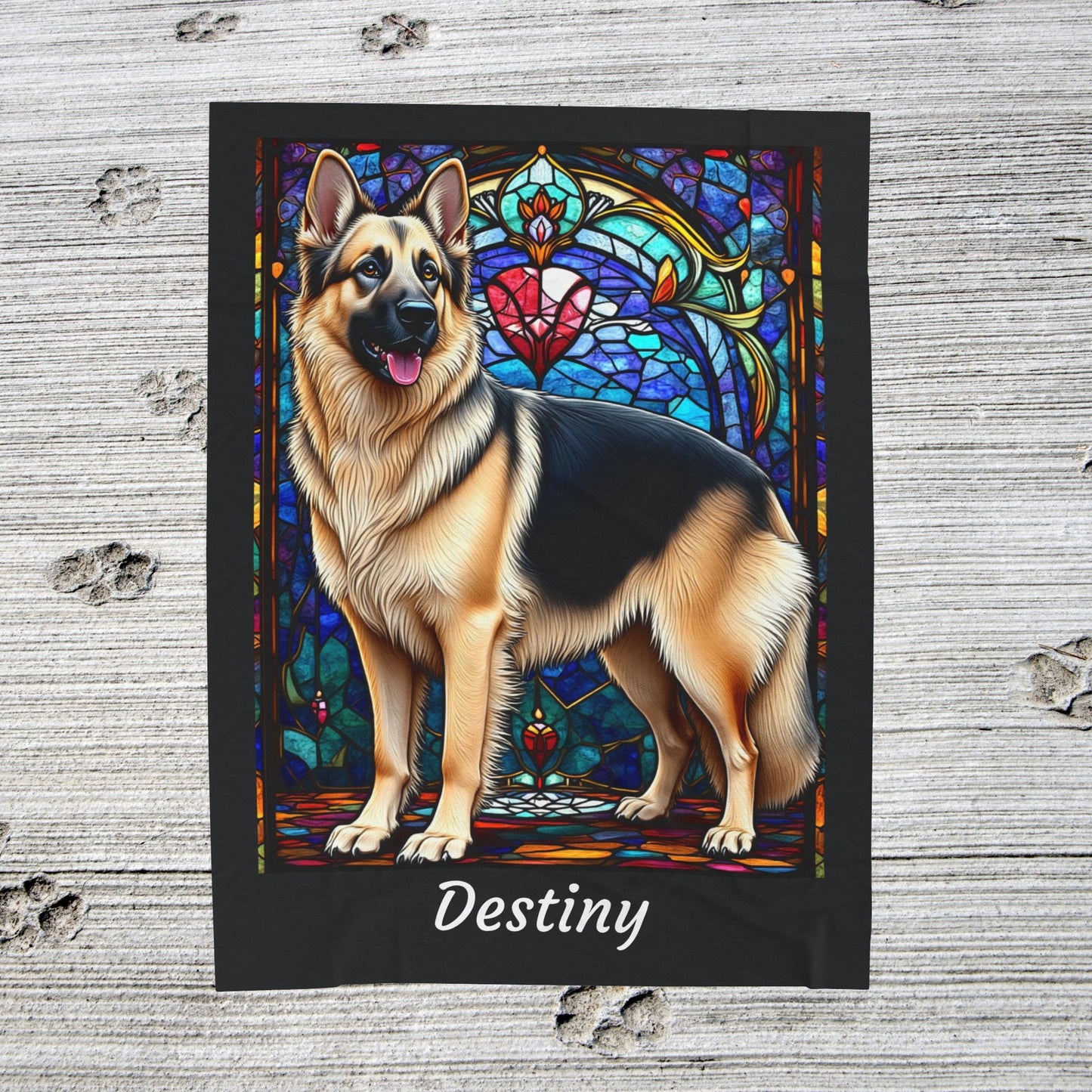 German Shepherd Black & Cream Coat Blanket, Custom Dog Art Throw, Personalized Pet Lover Gift