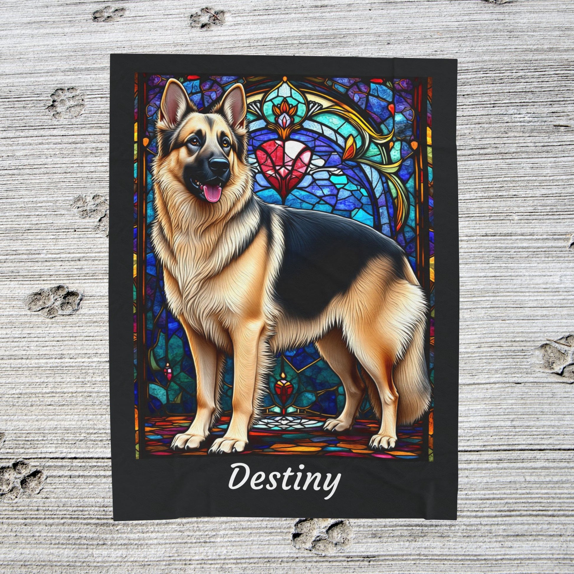 German Shepherd Black & Cream Coat Blanket, Custom Dog Art Throw, Personalized Pet Lover Gift