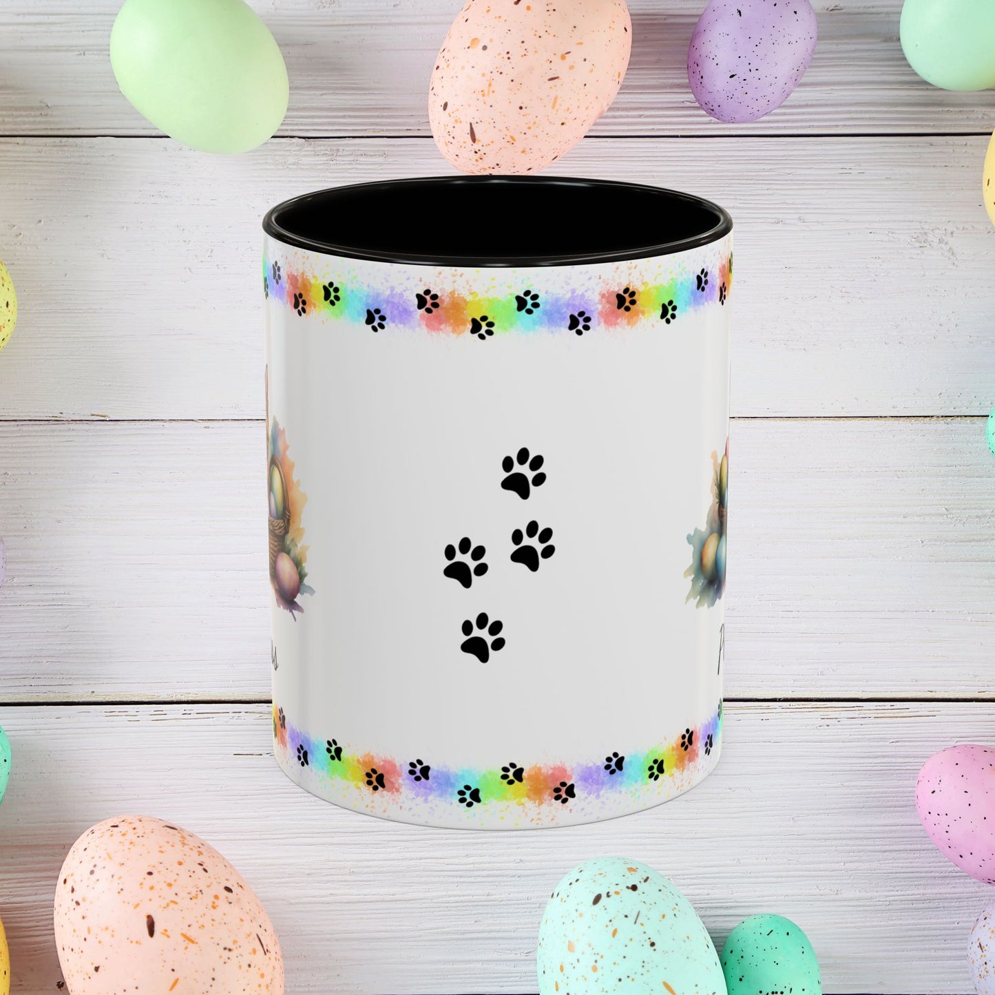 Munchkin personalized Easter coffee mug, cute kitten design, mental health awareness gift for cat lovers