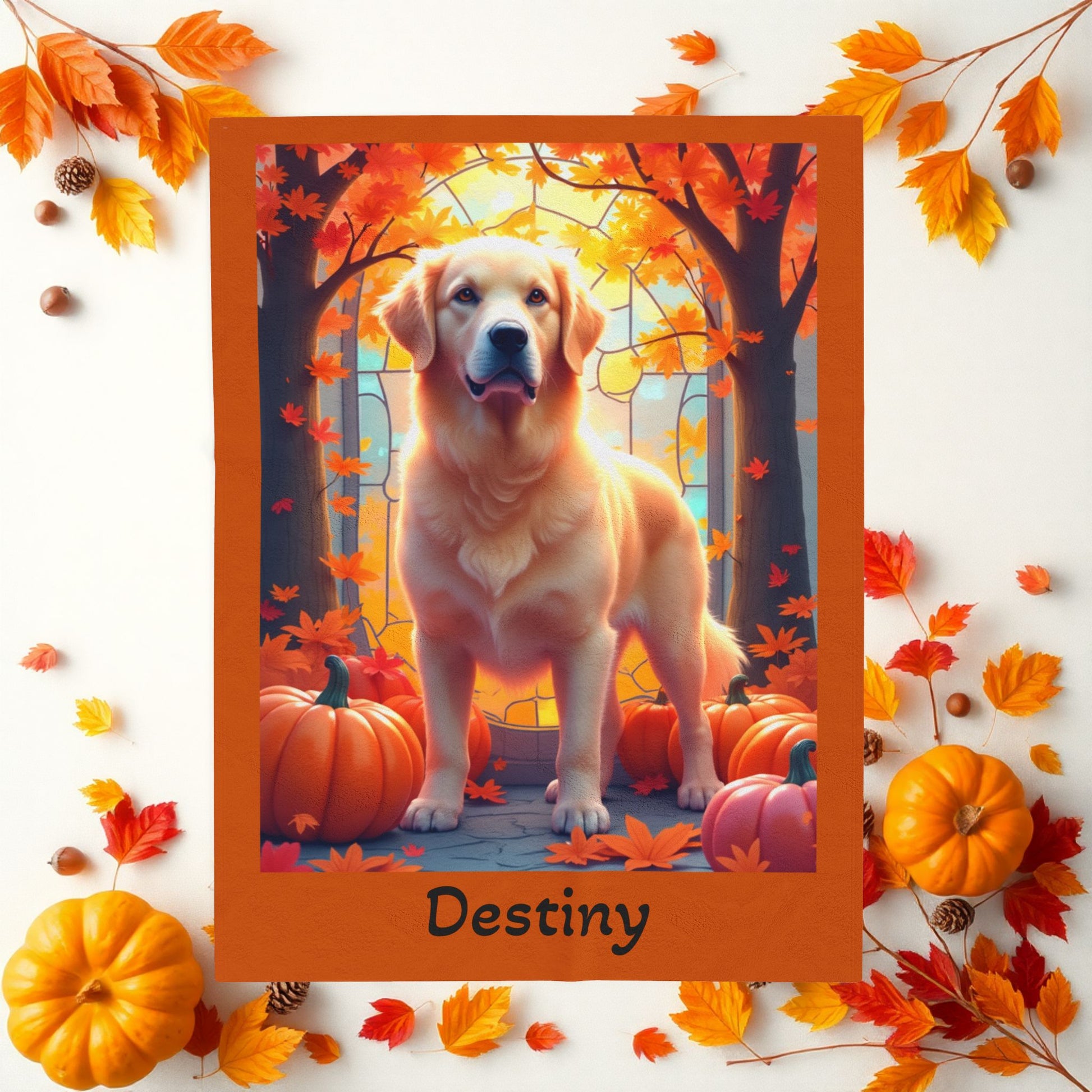 Golden Retriever Light Coat Velveteen Plush Blanket, Personalized Dog Throw Gift