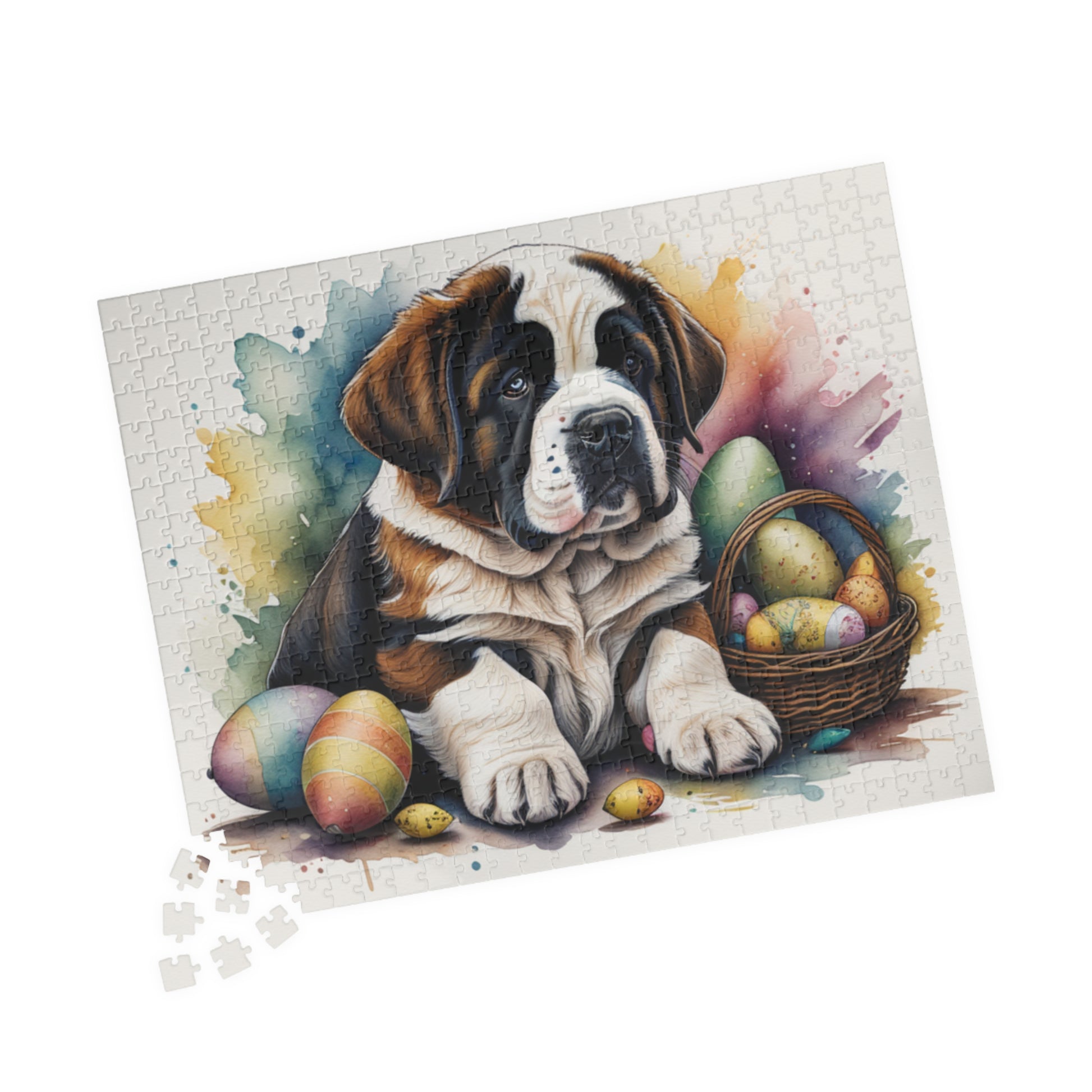 Saint Bernard Easter Puppy Puzzle - Dog Lovers, Mental Health Benefits, Holiday Fun, Mindfulness, Stress Relief, Festive Gift