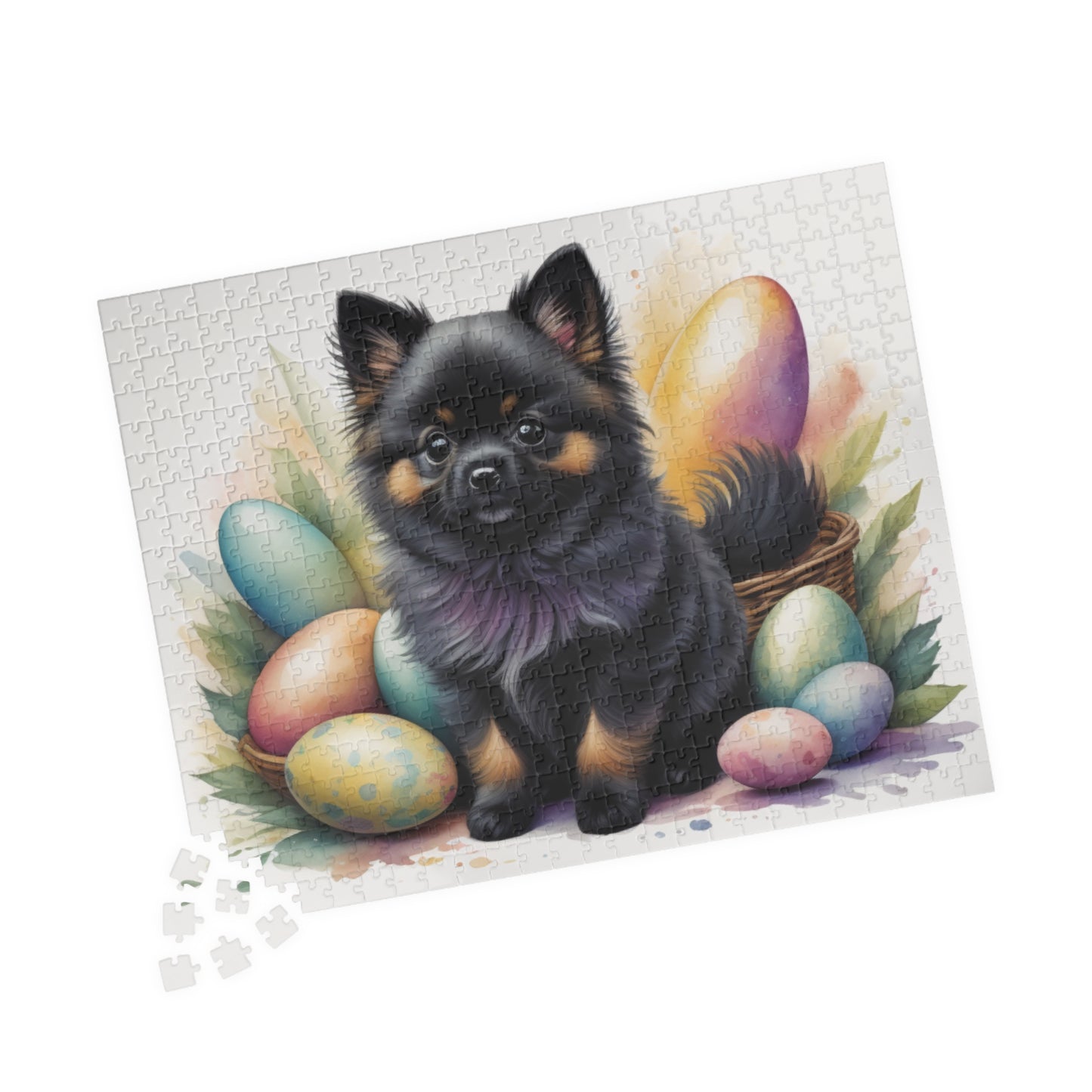 Pomeranian (Black & Tan) Easter Puppy Puzzle - Dog Lovers, Mental Health Benefits, Holiday Fun, Mindfulness, Stress Relief, Festive Gift