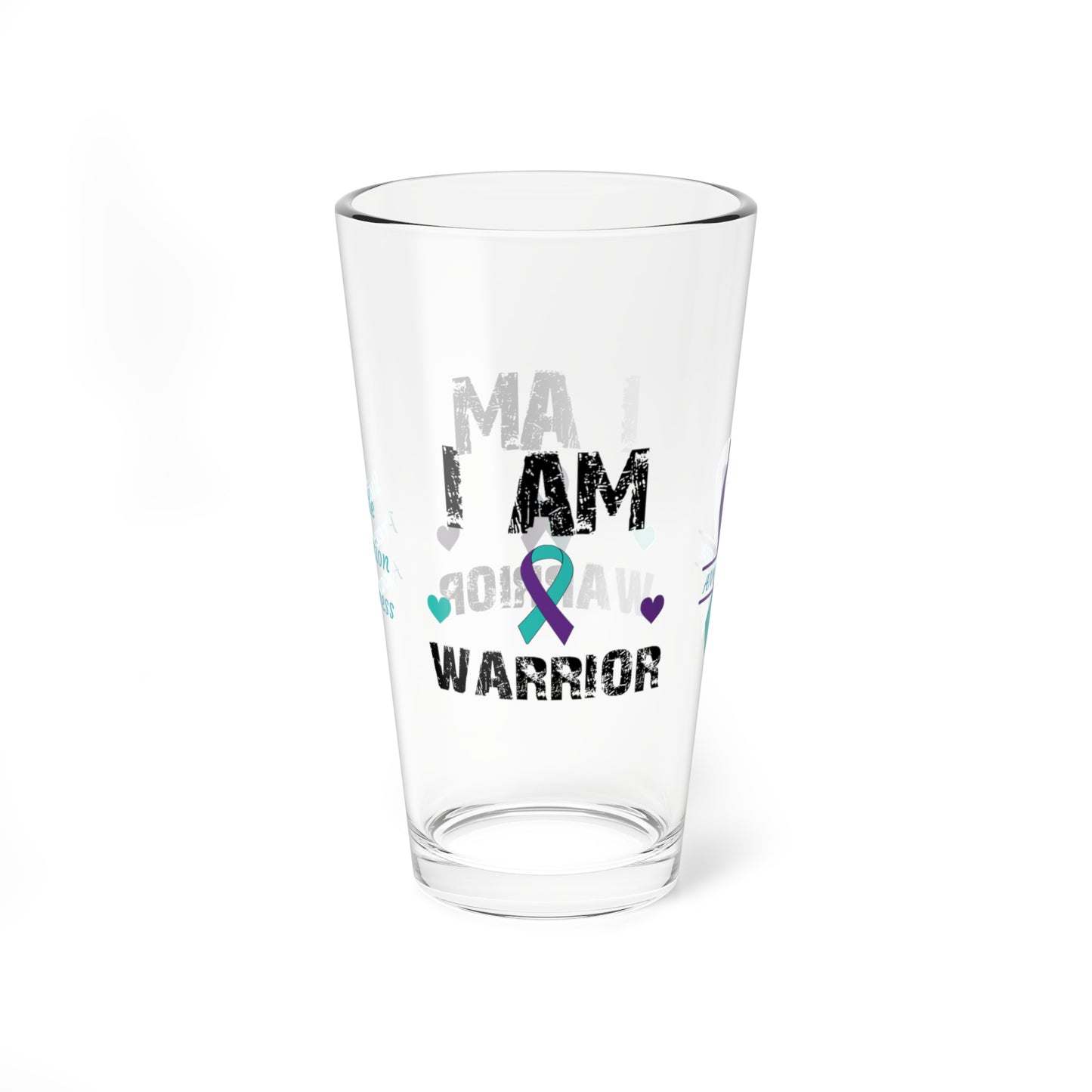 I am of a Warrior: Personalized Suicide Prevention Awareness Warrior Pint Glass - Proud Family Member