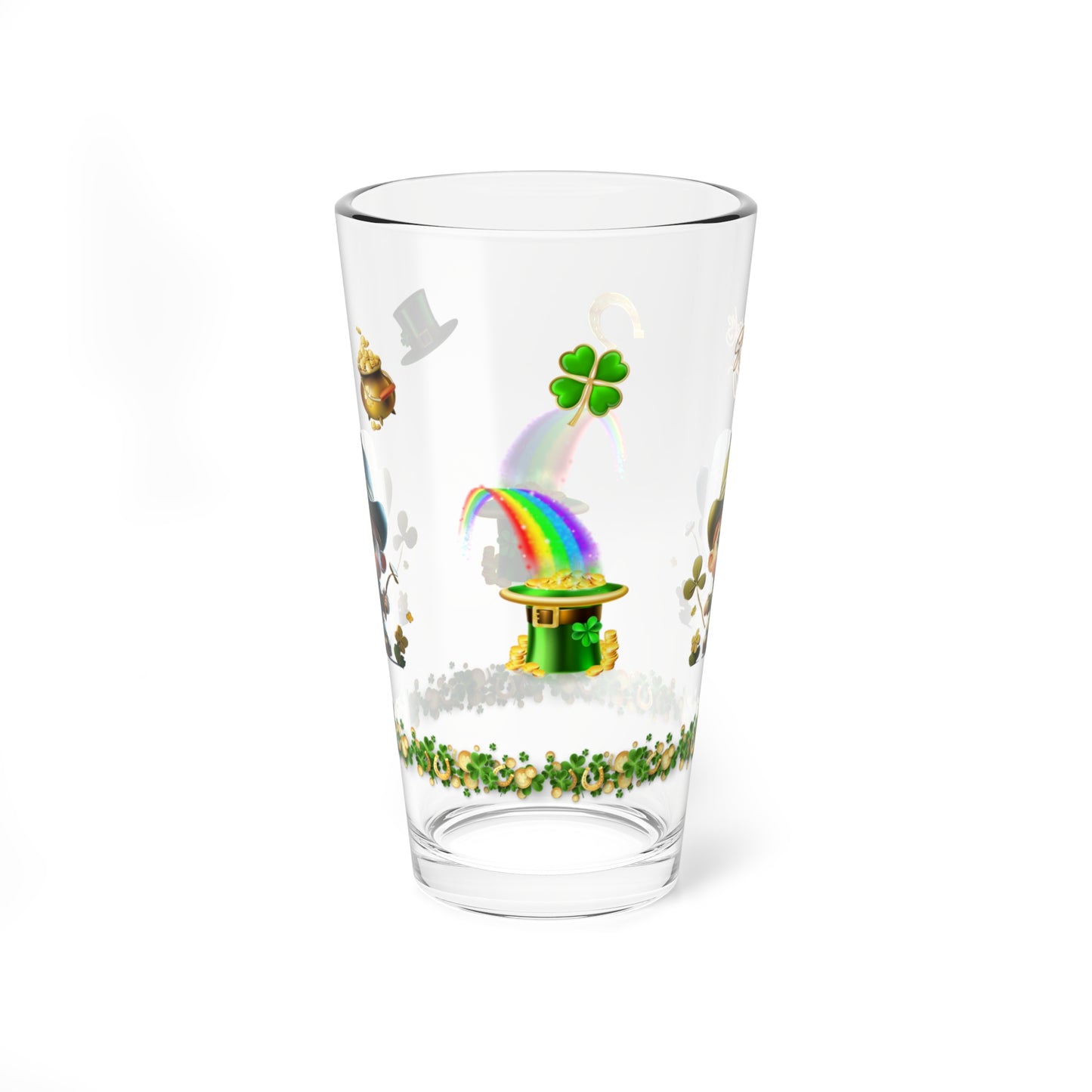 Leprechaun Laughter Logic: Mindful St. Patrick's Day 16oz Pint Glasses - Festive Design for Positivity & Wellness