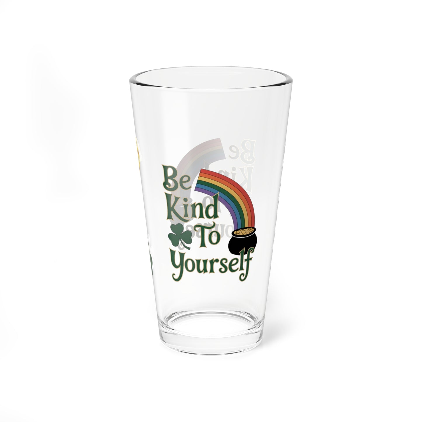 Be Kind To Yourself: Personalized St. Patrick's Day Pint Glass - Customizable Name for Happiness and Positivity
