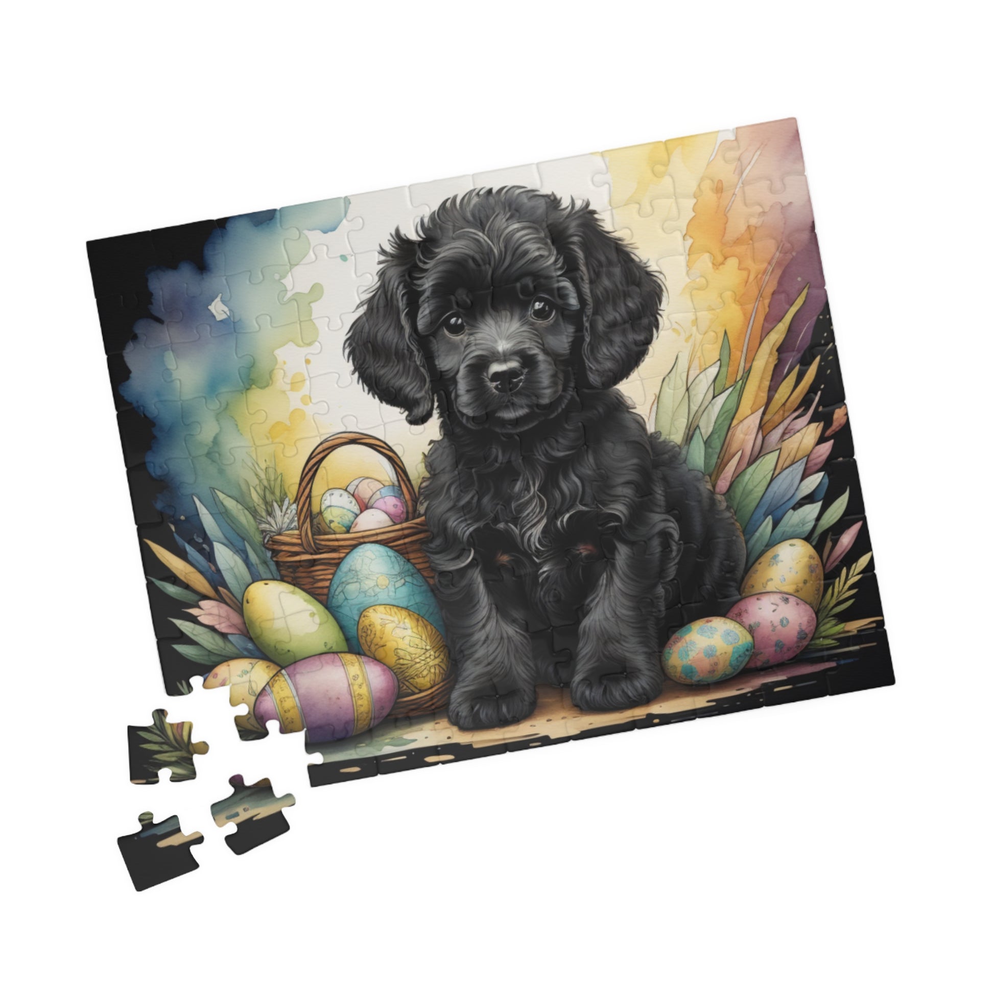Poodle (Black) Easter Puppy Puzzle - Dog Lovers, Mental Health Benefits, Holiday Fun, Mindfulness, Stress Relief, Festive Gift