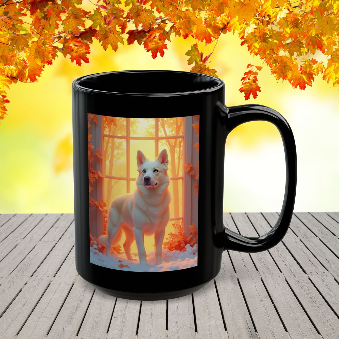 Cream German Shepherd Autumn Custom Mug - Personalized Fall Coffee Cup for Dog Owners & Gift Giving