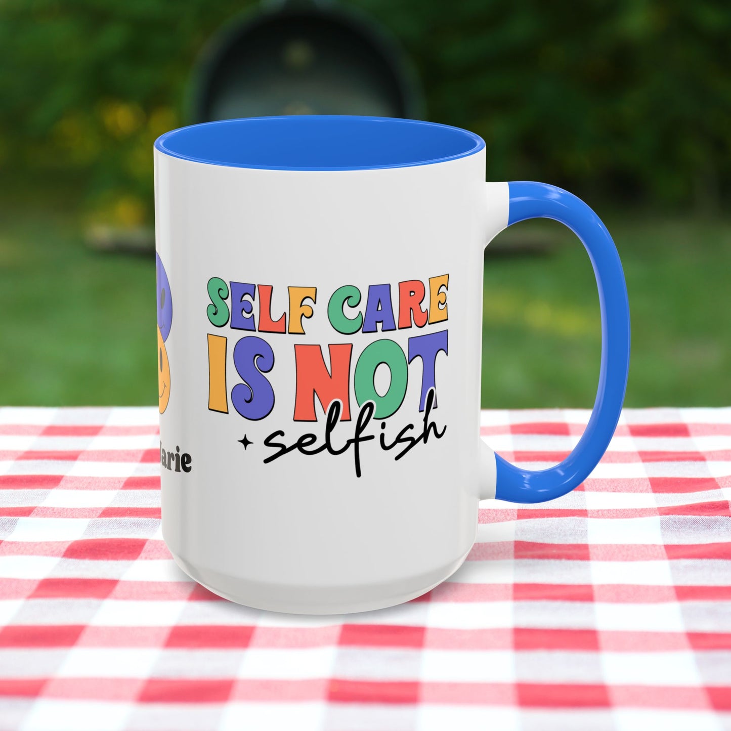 Self-Care is Not Selfish - Personalized Retro Empowering Mental Health Mug for Daily Wellness