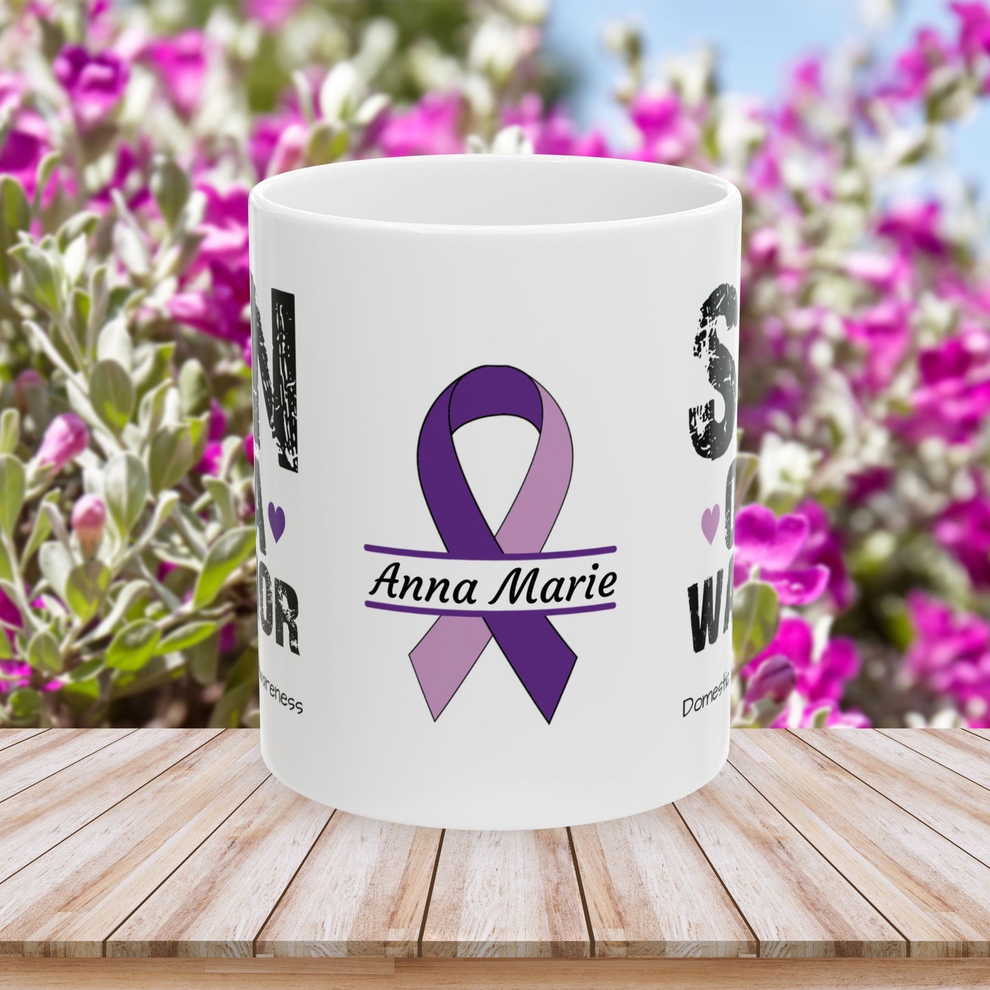 Son of a Warrior mug - custom DV awareness gift with courage and strength message