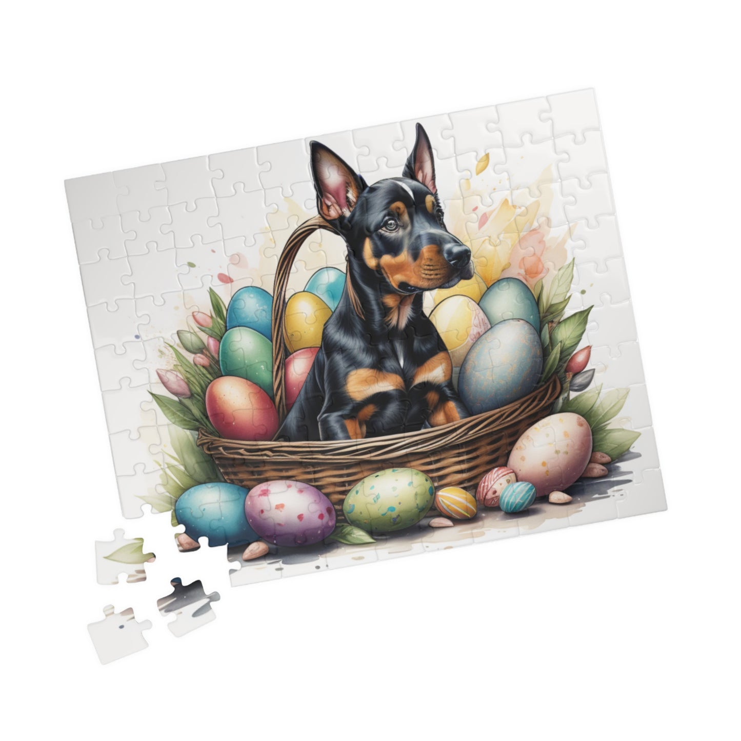 Doberman Easter Puppy Puzzle - Dog Lovers, Mental Health Benefits, Holiday Fun, Mindfulness, Stress Relief, Festive Gift