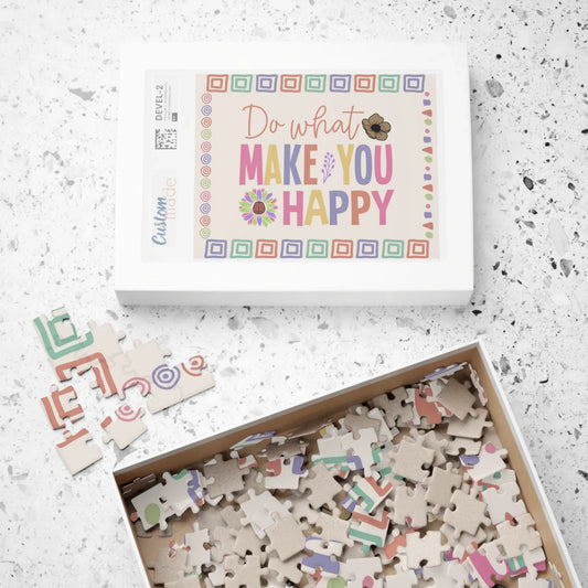 Shop our do what make you happy mental health puzzle featuring the 252 pcs (Horizontal) style option from MySisterIsASurvivor.