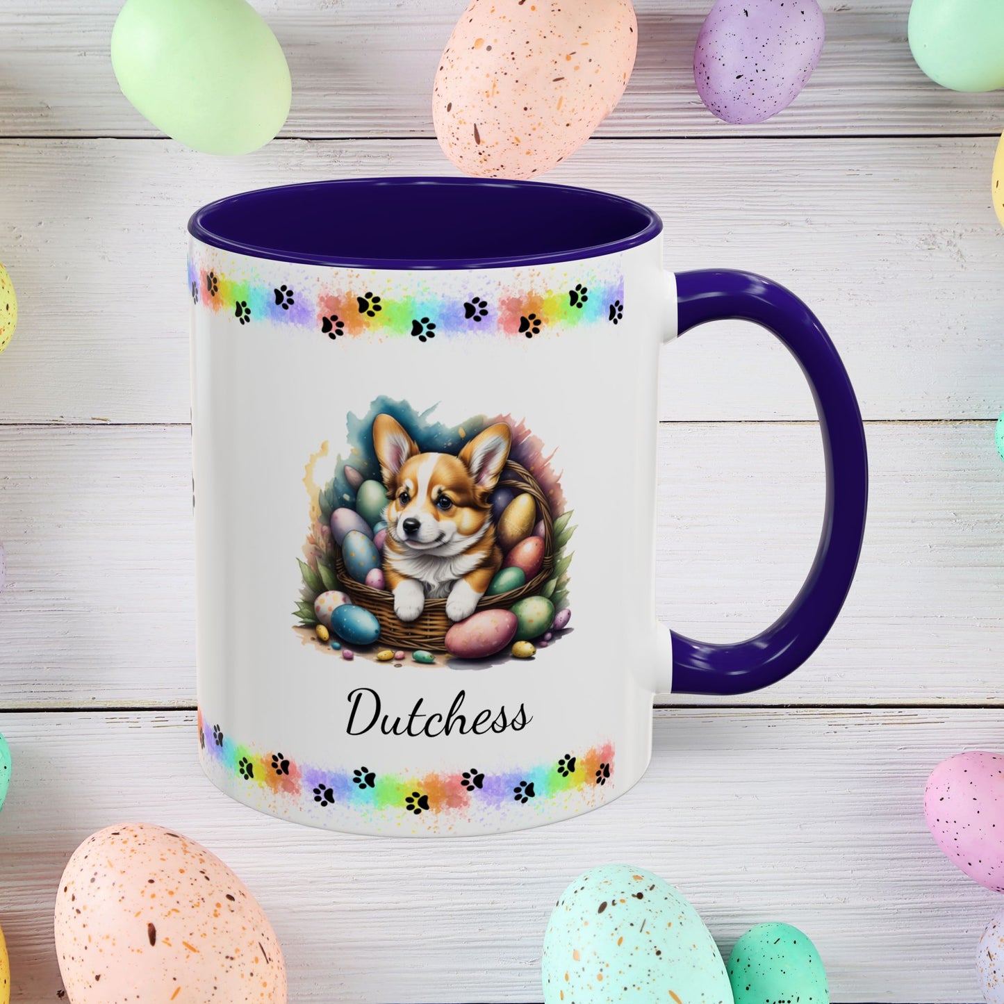 Corgi Easter puppy coffee mug, personalized cute dog gift for mental health support and cozy sipping