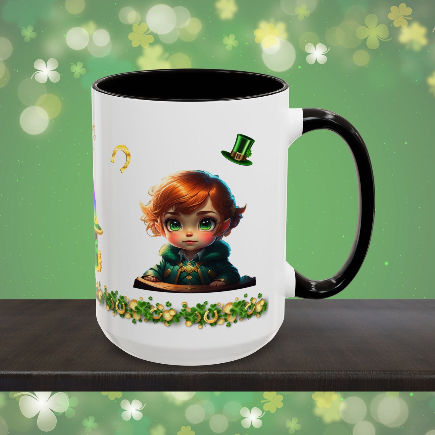 Leprechaun Labyrinth Logic: St. Patrick's Day Two-Tone Coffee Mug - Festive Ceramic Mug for Positivity & Mindfulness