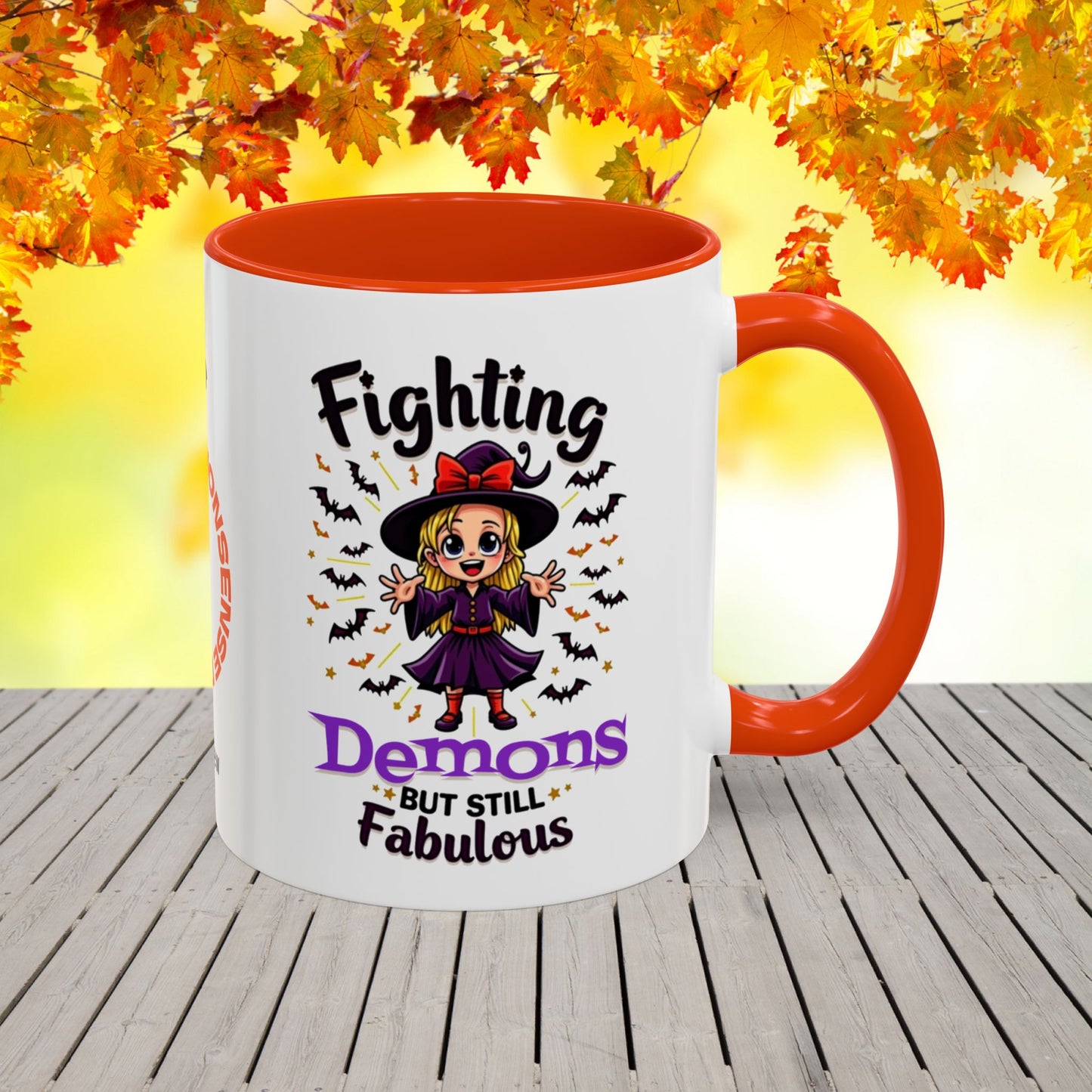 Fighting Demons But Still Fabulous Halloween Mug -personalized fall coffee cup for positivity