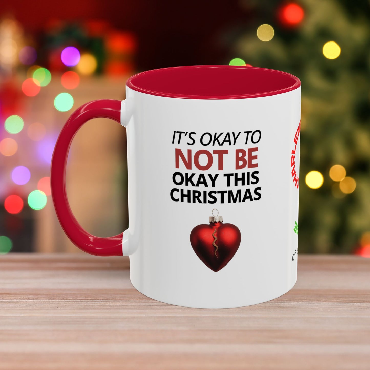 It's Okay to Not Be Okay This Christmas Mug - Personalized Christmas Mental Wellness Mug, Supportive Holiday Gift with Accent Color