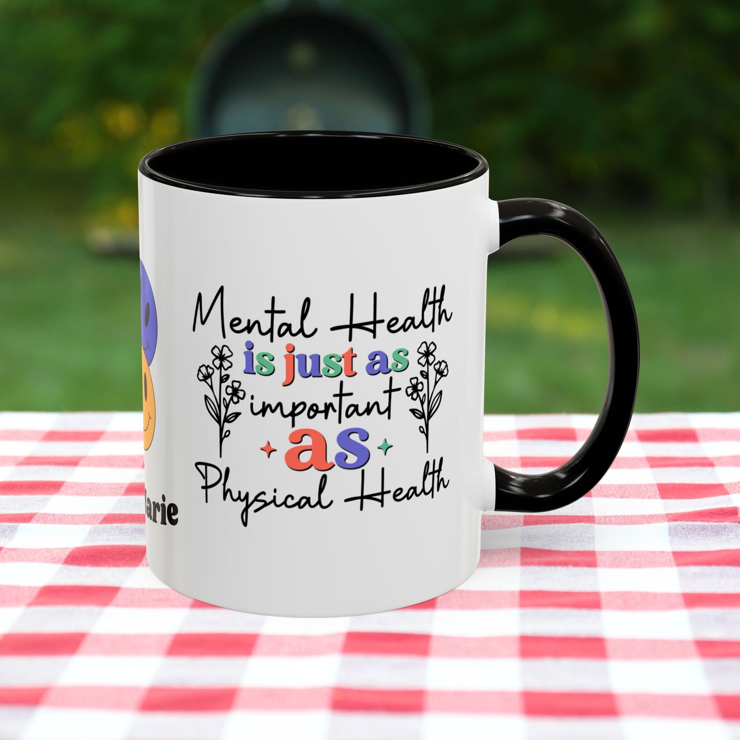 Mental Health is Just as Important as Physical Health - Custom Retro Affirmation Mug for Wellness & Mental Health Support