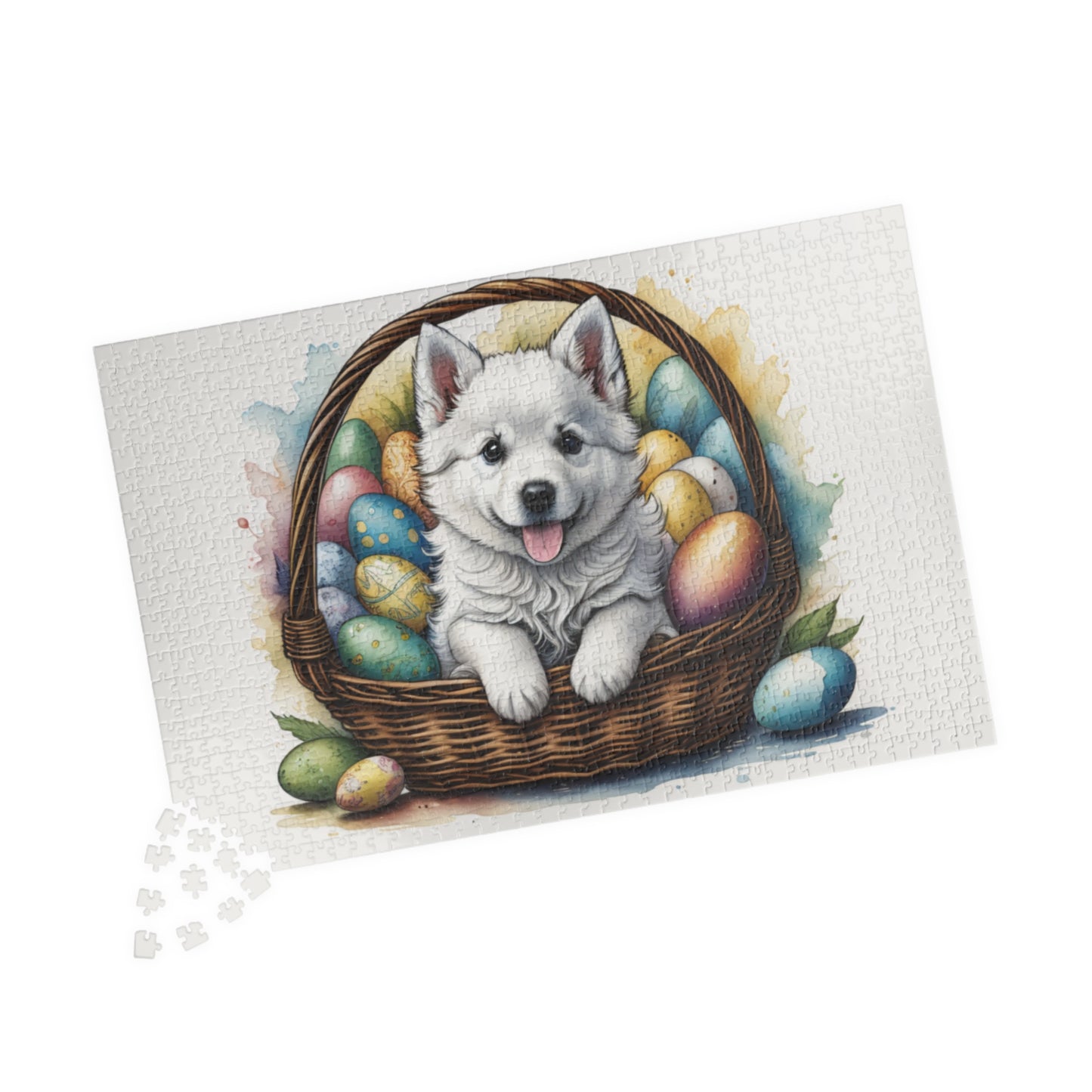 American Eskimo Easter Puppy Puzzle - Dog Lovers, Mental Health Benefits, Holiday Fun, Mindfulness, Stress Relief, Festive Gift