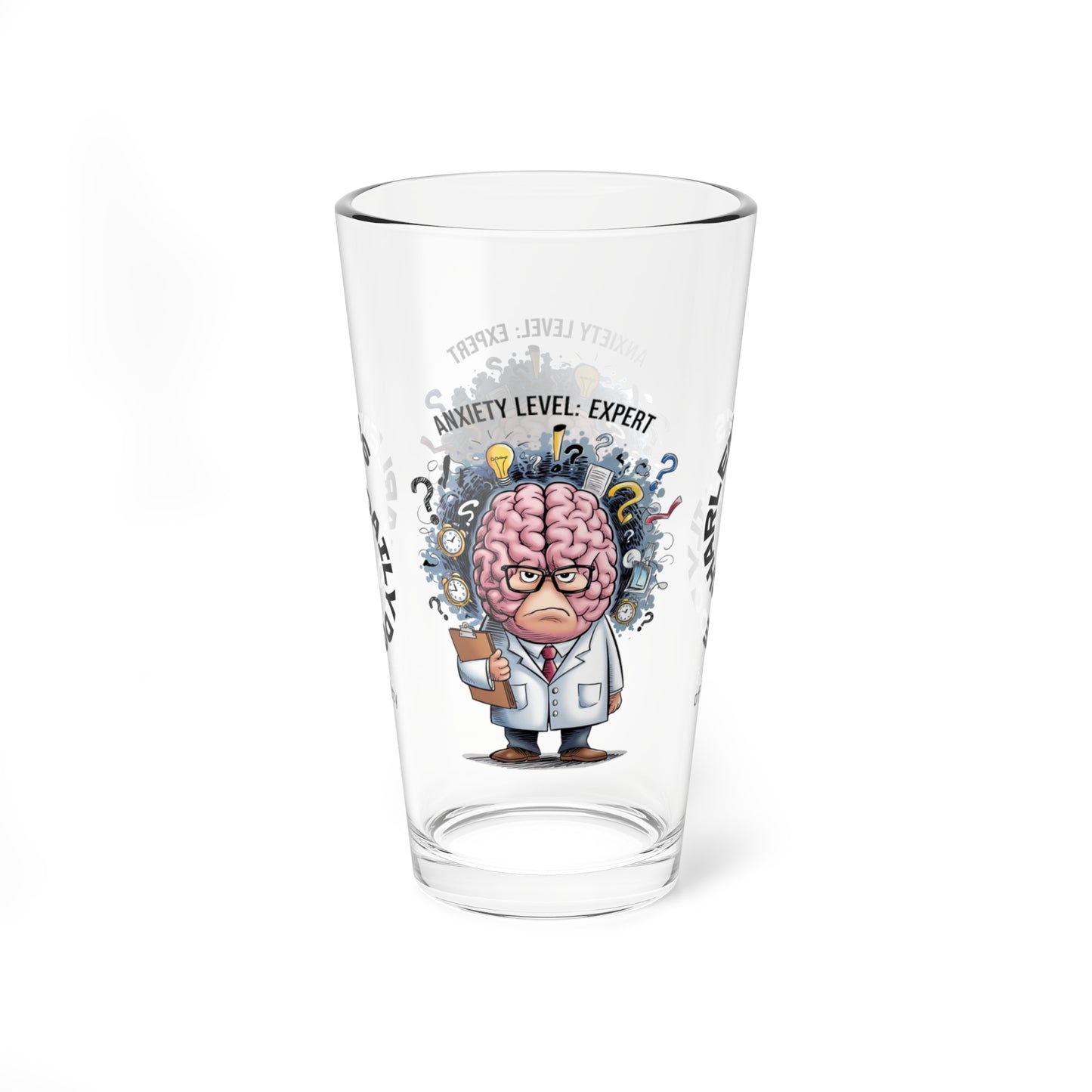 Personalized "Anxiety Level: Expert" pint glass with a sassy attitude and daily humor, perfect for positive vibes.