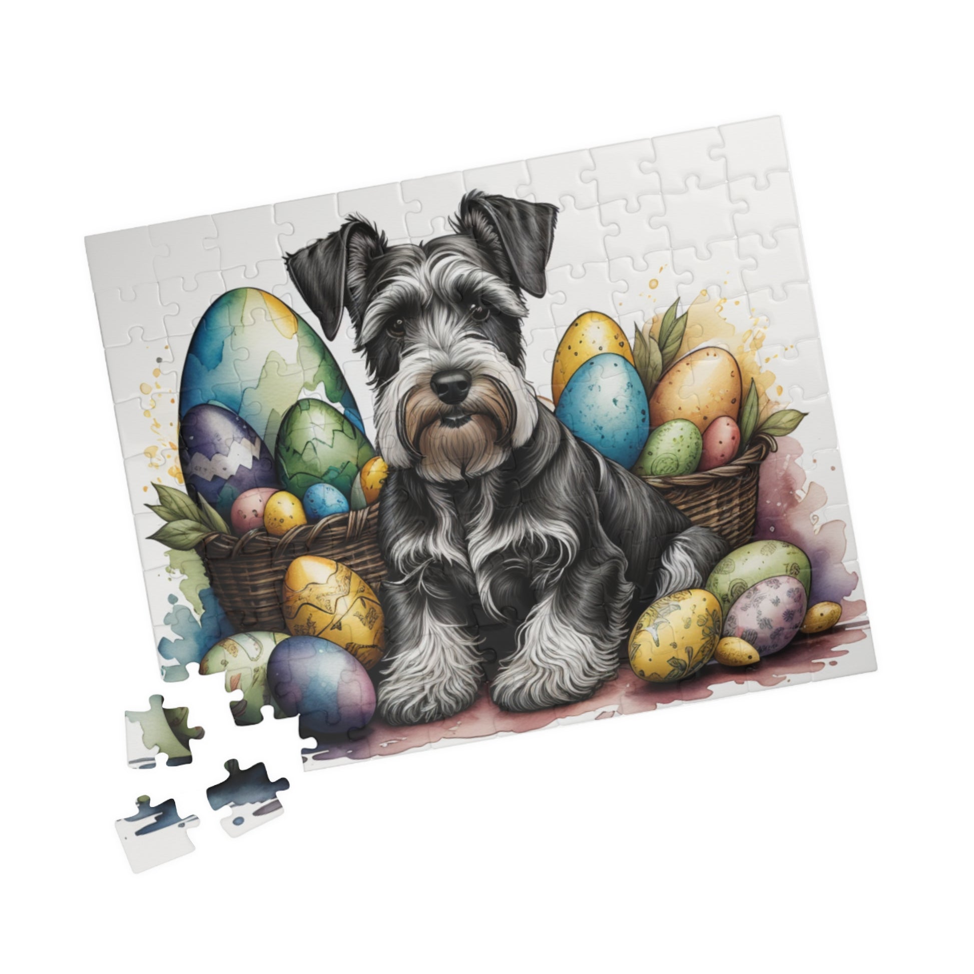 Schnauzer (Gray) Easter Puppy Puzzle - Dog Lovers, Mental Health Benefits, Holiday Fun, Mindfulness, Stress Relief, Festive Gift