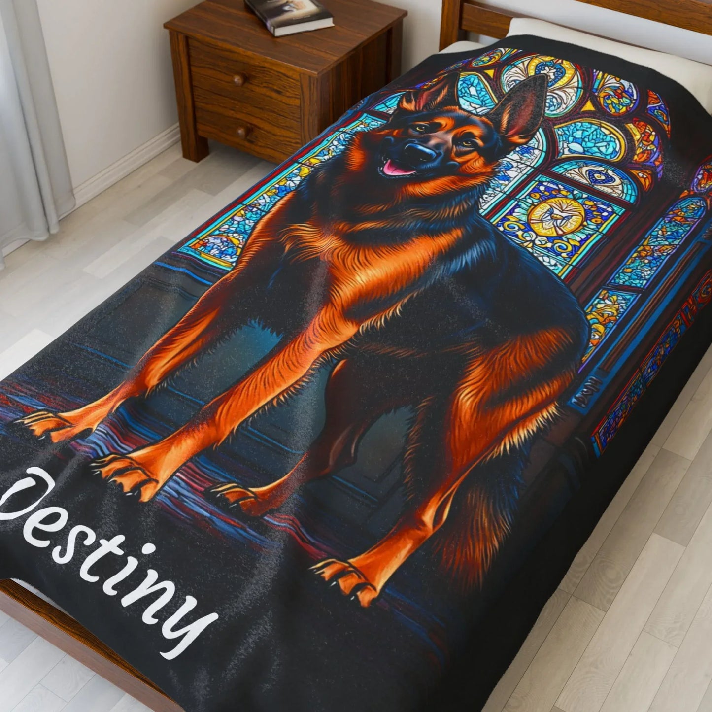 Shop our premium german shepherd red black personalized velveteen plush blanket from MySisterIsASurvivor.