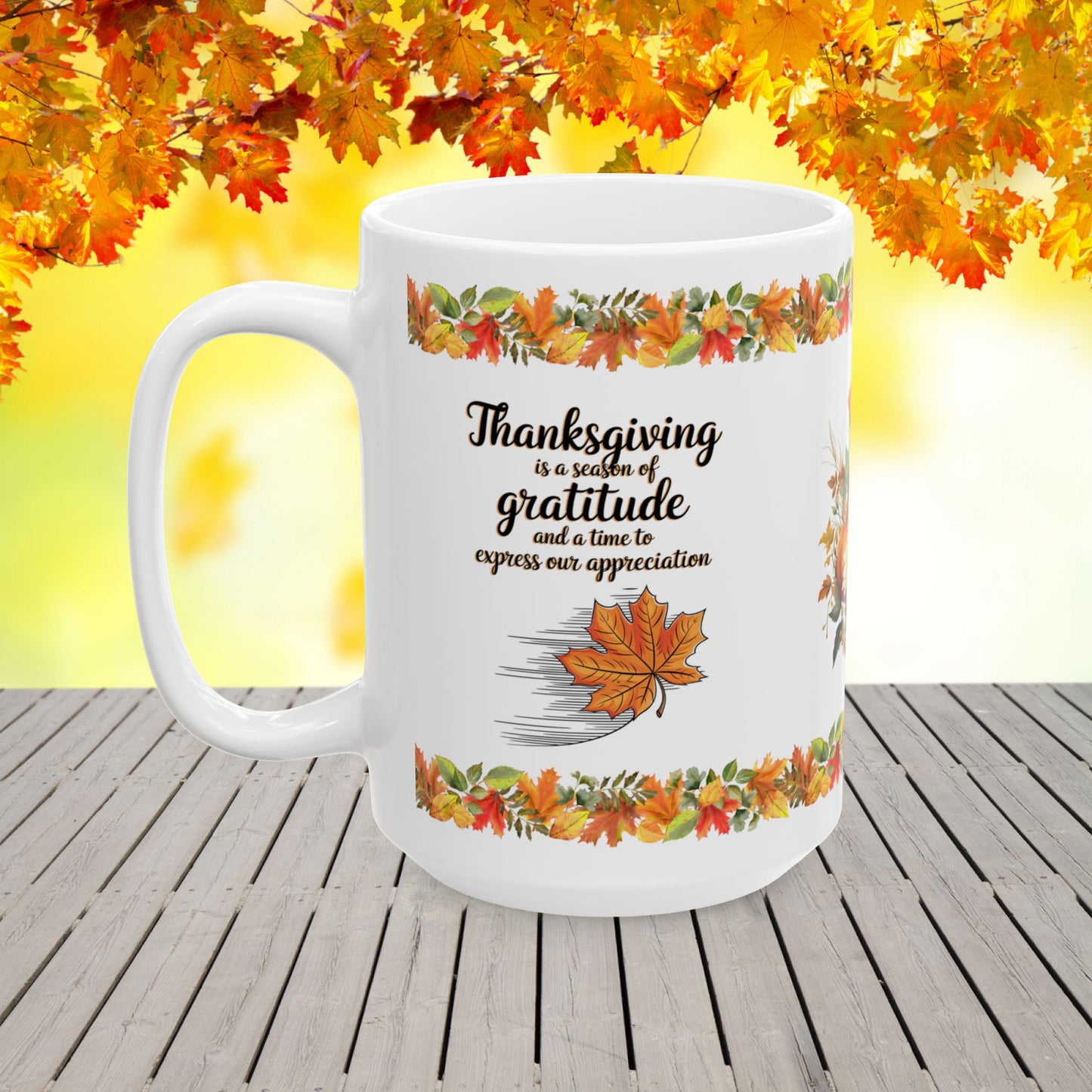 Thanksgiving Ceramic Mug Celebrating Appreciation and Gratitude for the Holiday Season