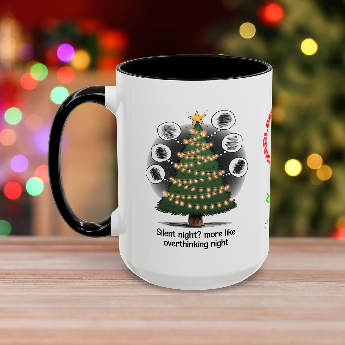 Silent Night? More Like Overthinking Night – Christmas Mug with Mental Health Design and Accent Color