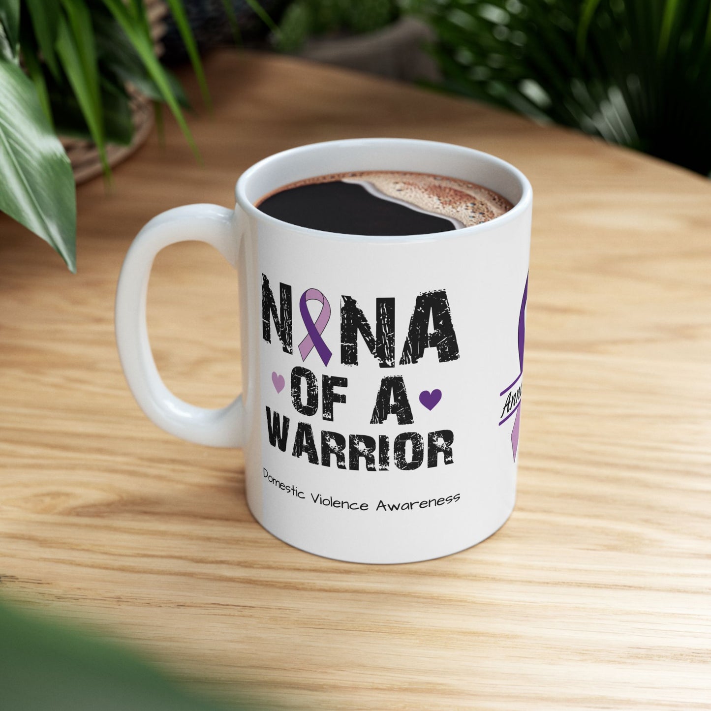 Nana of a Warrior mug - custom domestic violence awareness gift with heartwarming design