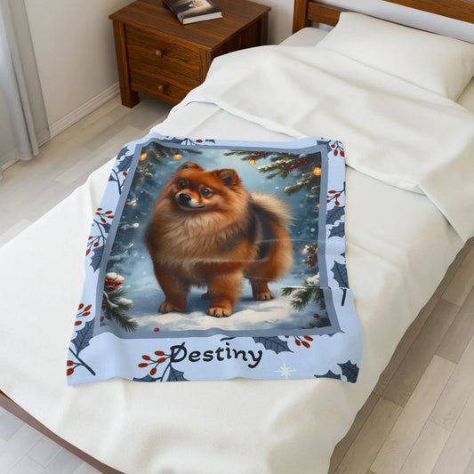 Shop our pomeranian orange sable winter dog lovers lodge blanket featuring the 50" × 60" style option from MySisterIsASurvivor.