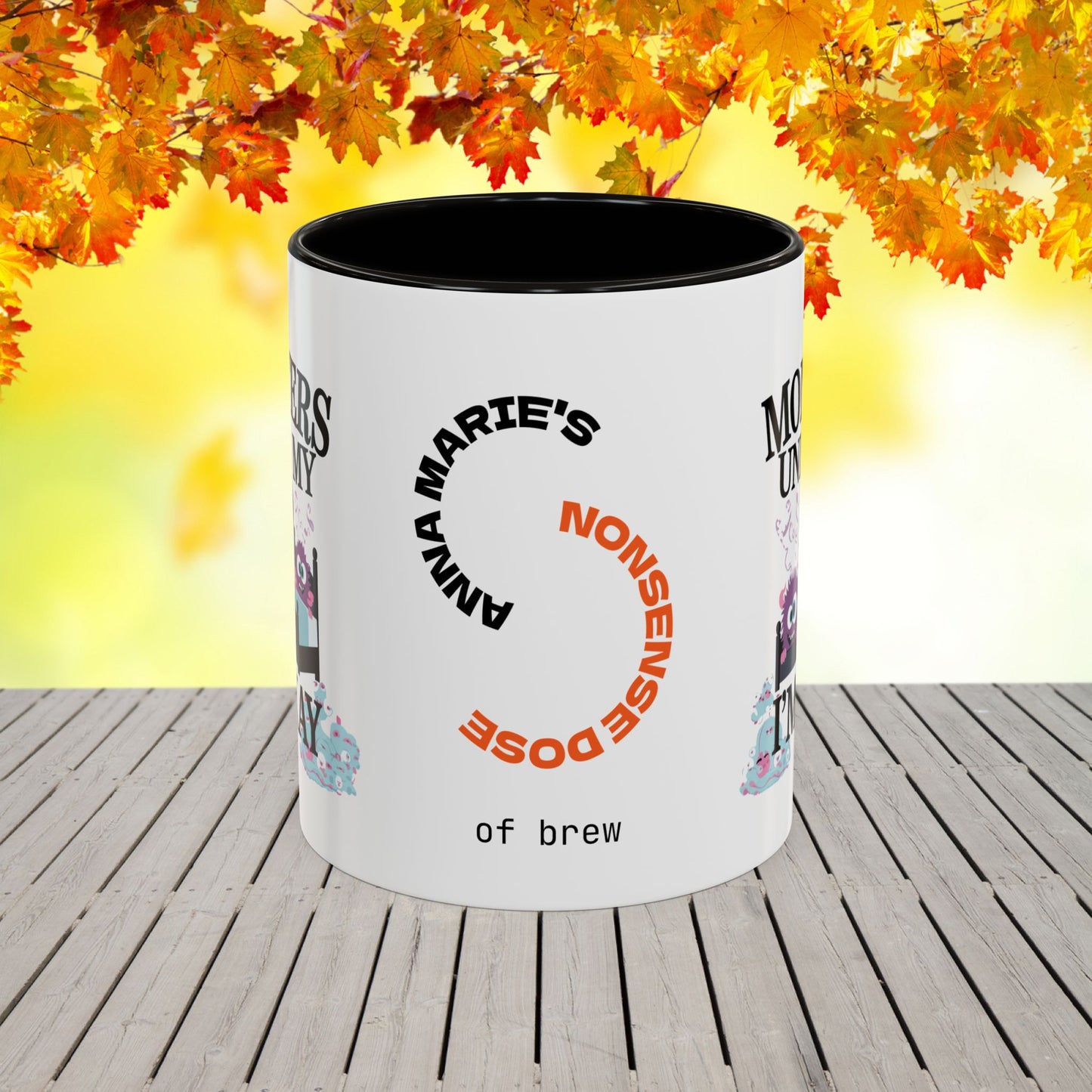 Empowering Halloween mug with monsters-under-the-bed theme, designed for anxiety support and mental health warriors