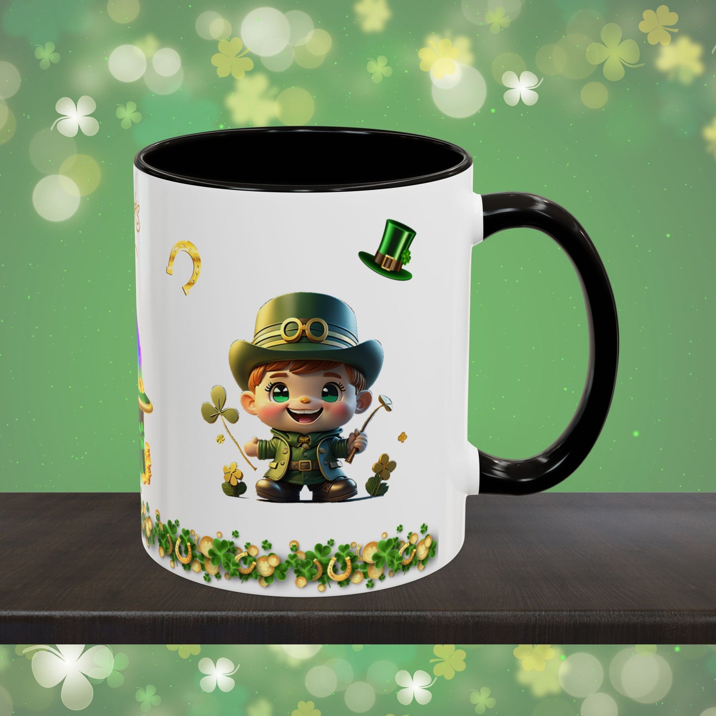 Leprechaun Laughter Logic: St. Patrick's Day Two-Tone Coffee Mug - Festive Ceramic Mug for Positivity & Mindfulness