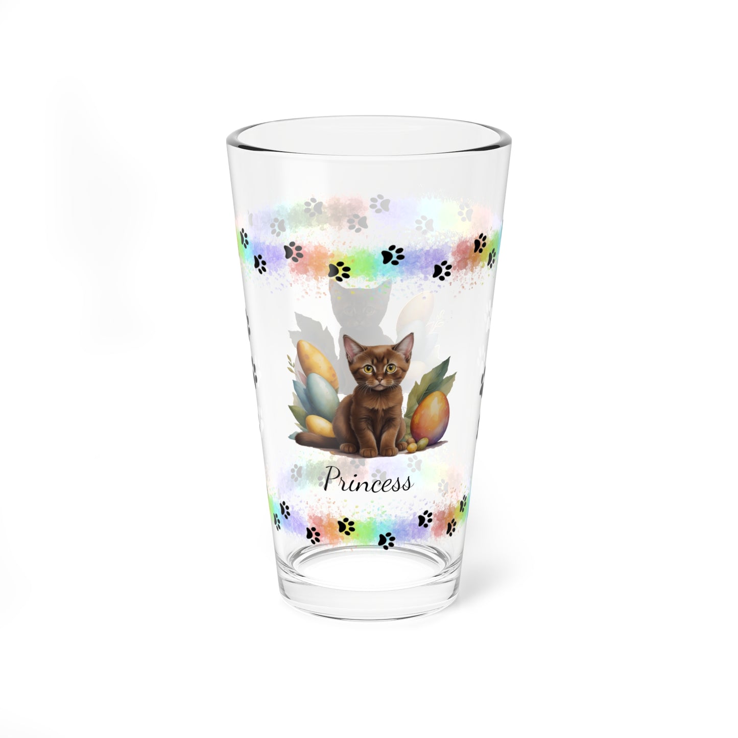 Burmese Easter Kitten 16oz Pint Glass - Personalized Cat-Themed Gift, Mental Health Drinkware, Holiday Décor & Easter Celebration