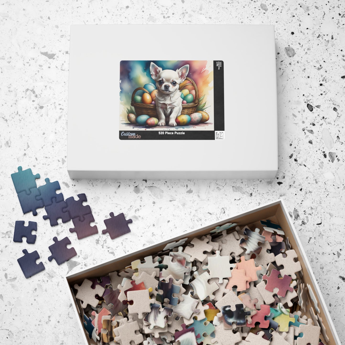 Chihuahua (White) Easter Puppy Puzzle - Dog Lovers, Mental Health Benefits, Holiday Fun, Mindfulness, Stress Relief, Festive Gift