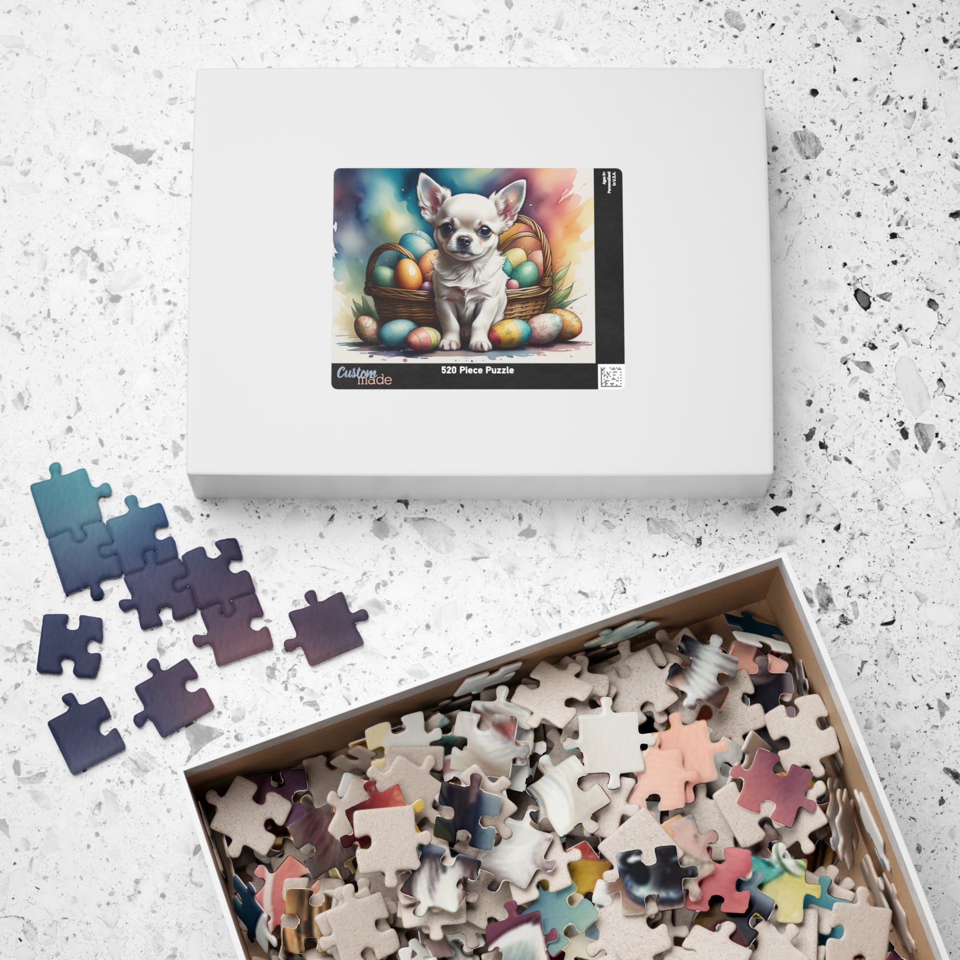 Chihuahua (White) Easter Puppy Puzzle - Dog Lovers, Mental Health Benefits, Holiday Fun, Mindfulness, Stress Relief, Festive Gift