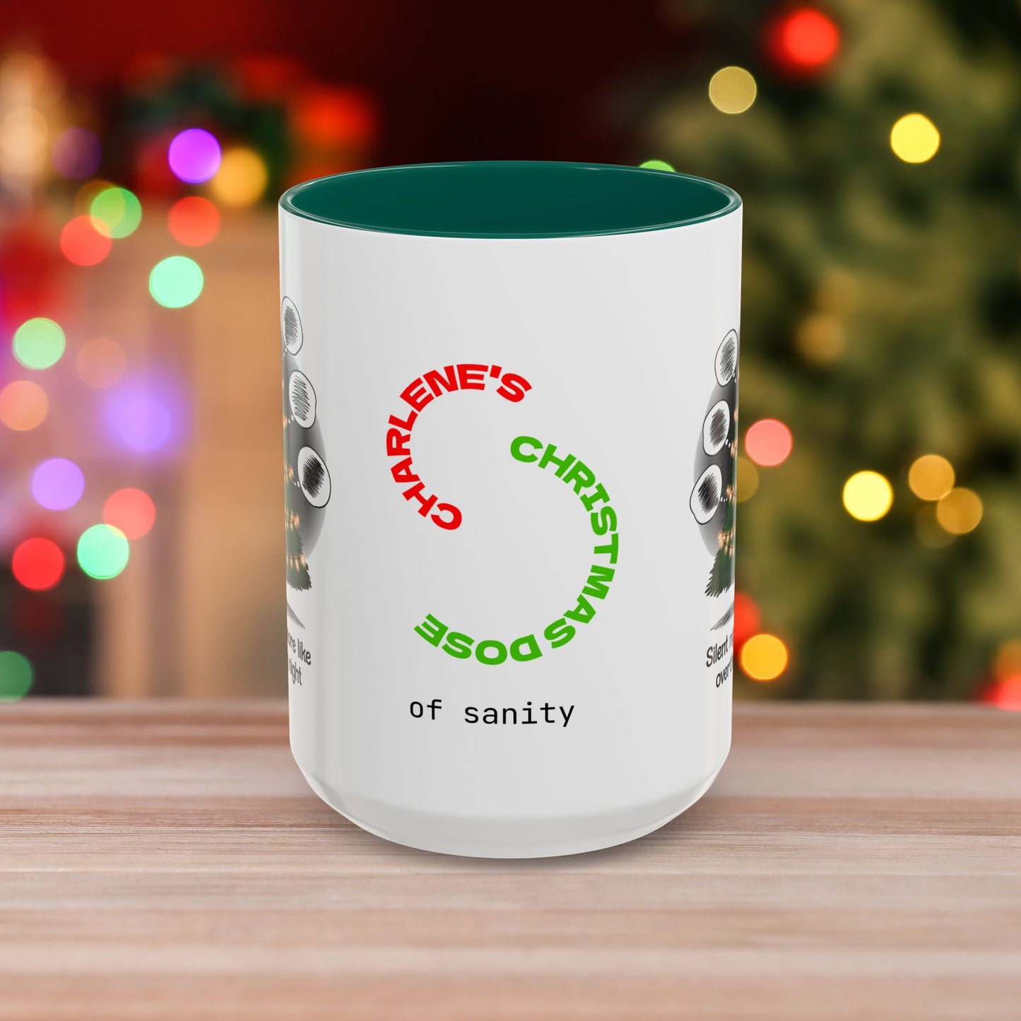 Silent Night? More Like Overthinking Night – Christmas Mug with Mental Health Design and Accent Color