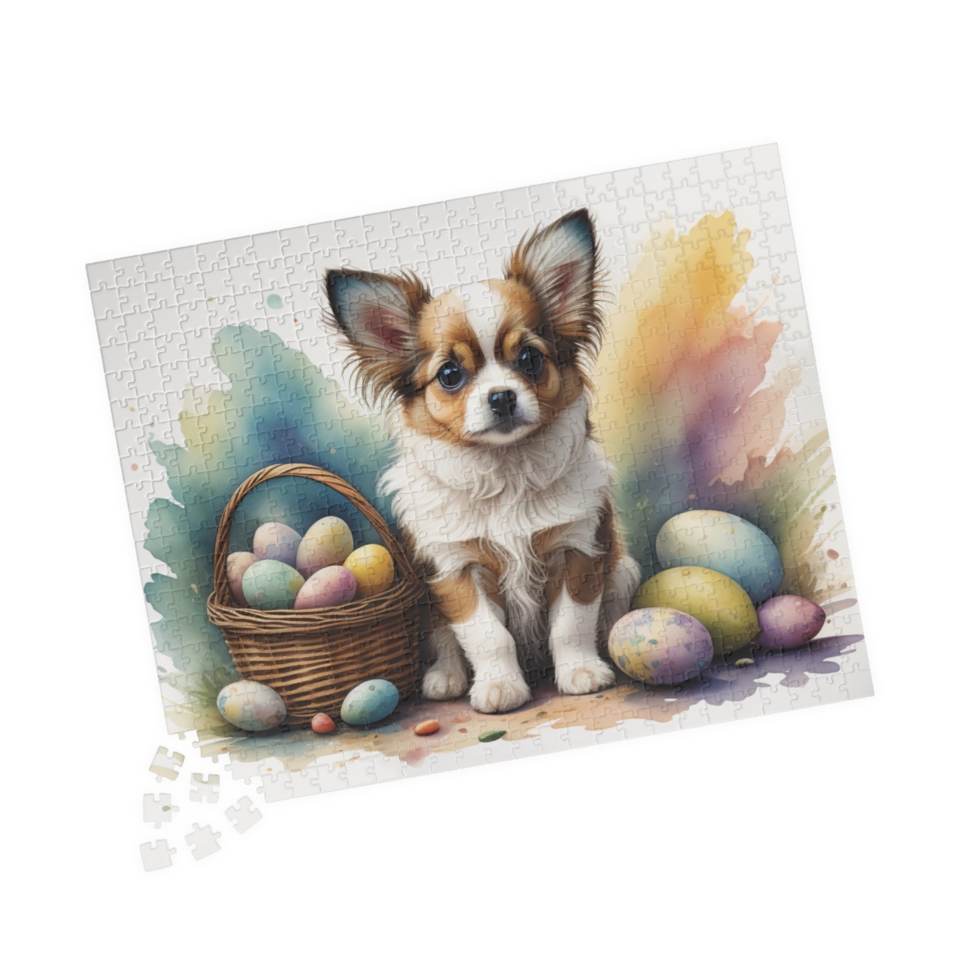 Papillon (White & Brown) Easter Puppy Puzzle - Dog Lovers, Mental Health Benefits, Holiday Fun, Mindfulness, Stress Relief, Festive Gift