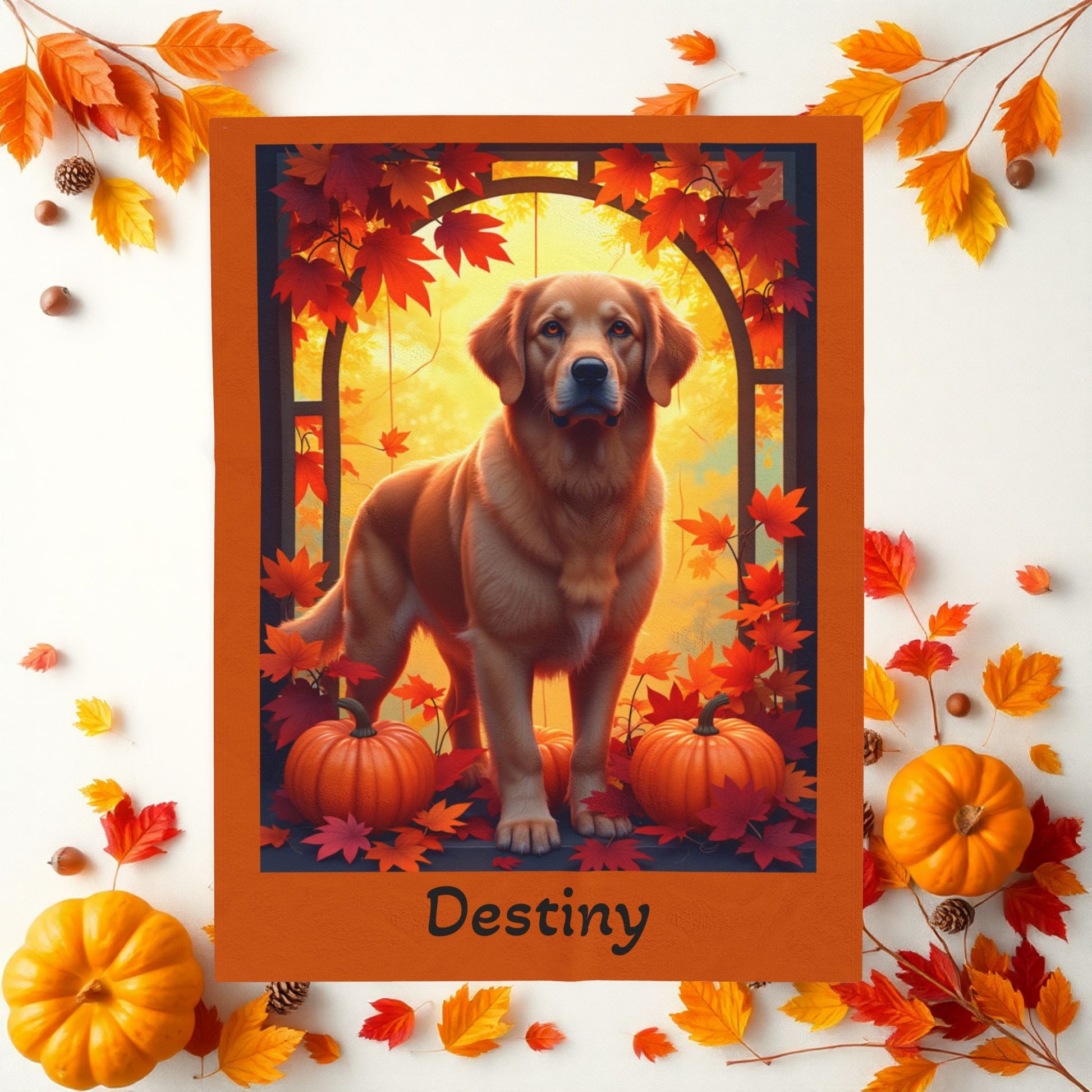 Golden Retriever Dark Coat Velveteen Plush Blanket, Personalized Dog Throw Gift