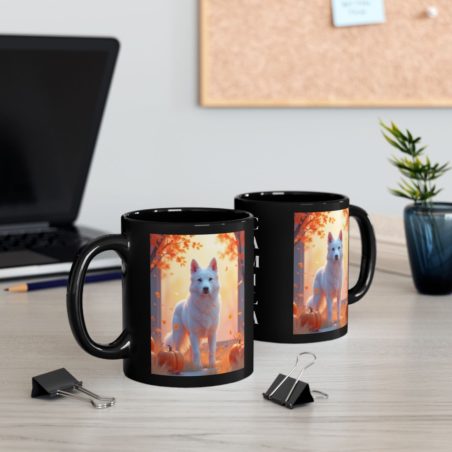 White German Shepherd Autumn Custom Coffee Mug - Personalized Fall Dog Gift for Coffee & Tea Moments