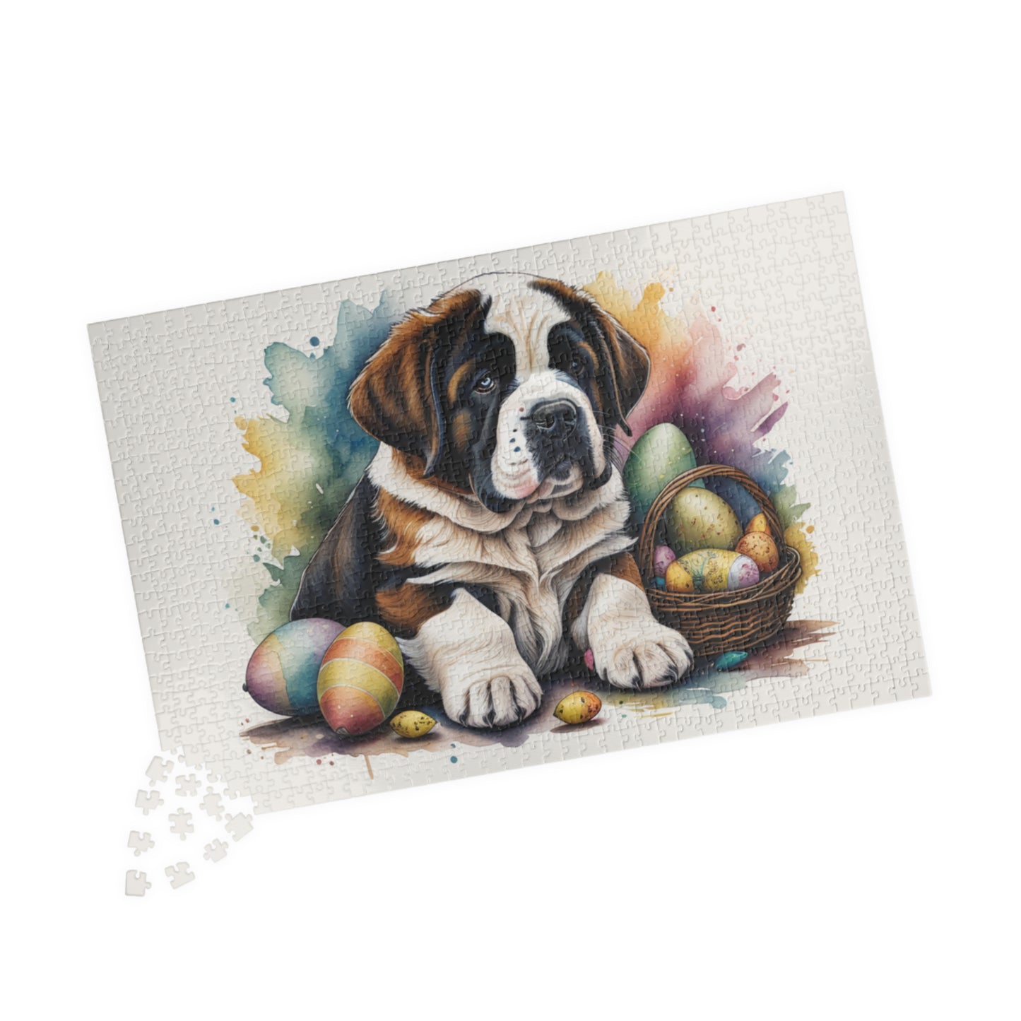 Saint Bernard Easter Puppy Puzzle - Dog Lovers, Mental Health Benefits, Holiday Fun, Mindfulness, Stress Relief, Festive Gift