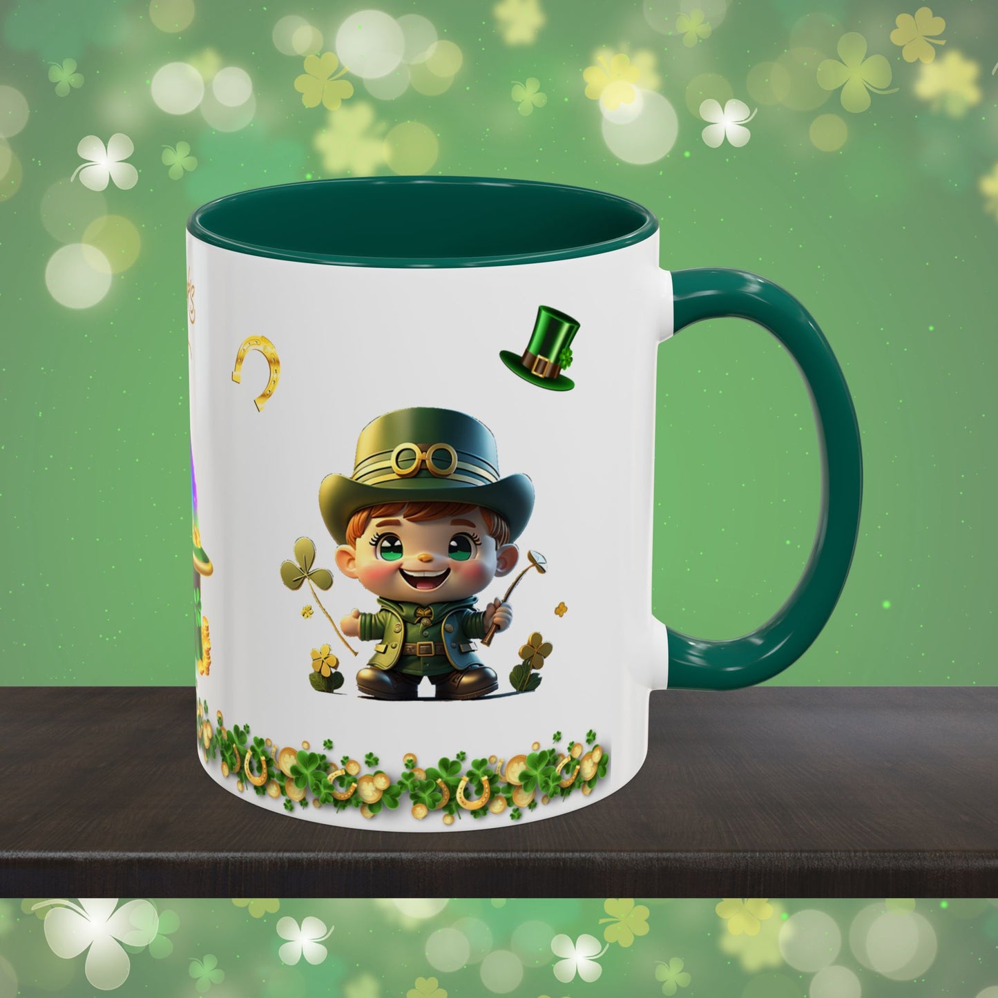 Leprechaun Laughter Logic: St. Patrick's Day Two-Tone Coffee Mug - Festive Ceramic Mug for Positivity & Mindfulness