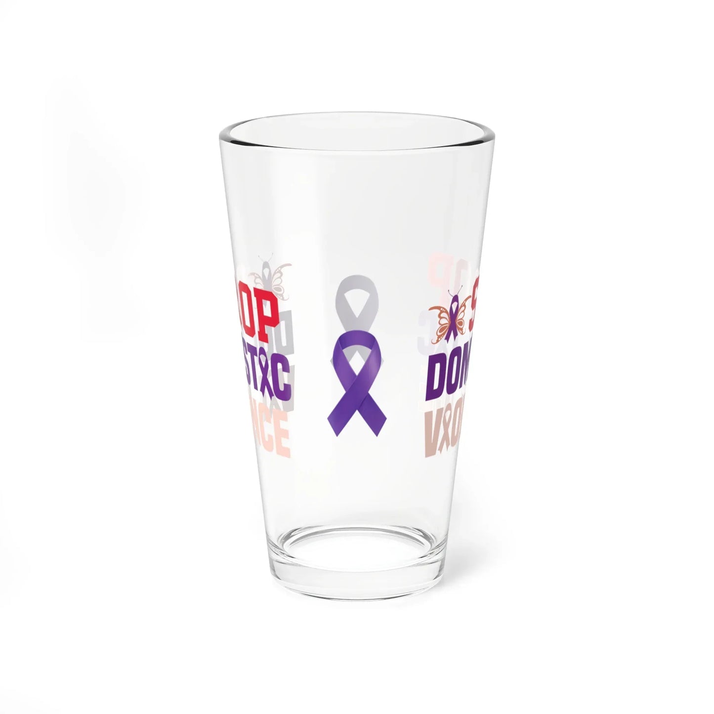 Shop our premium stop domestic violence pint glass 16oz from MySisterIsASurvivor.