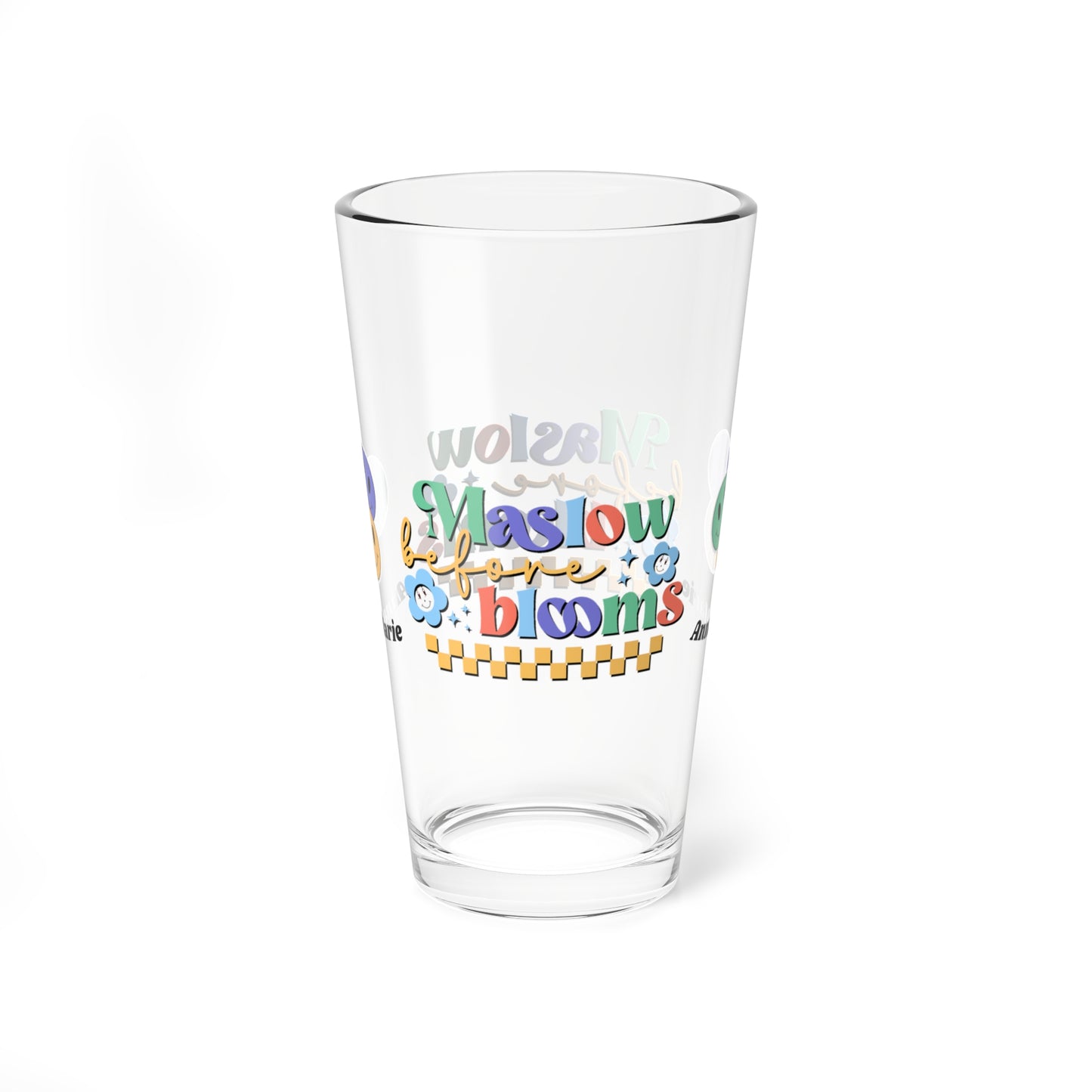 Maslow Before Blooms retro mental health support glass with personalized drinkware