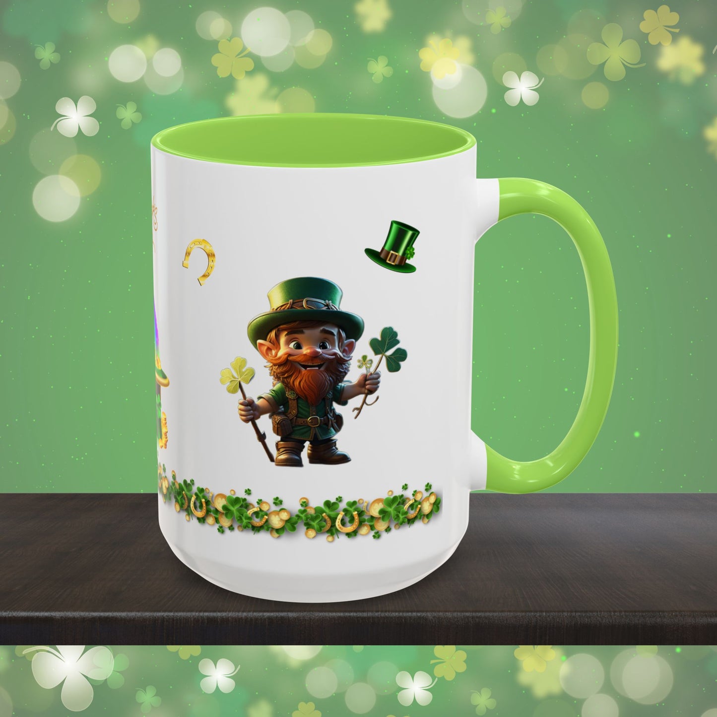 Lucky Leaf Labyrinth: St. Patrick's Day Two-Tone Coffee Mug - Festive Ceramic Mug for Positivity & Mindfulness