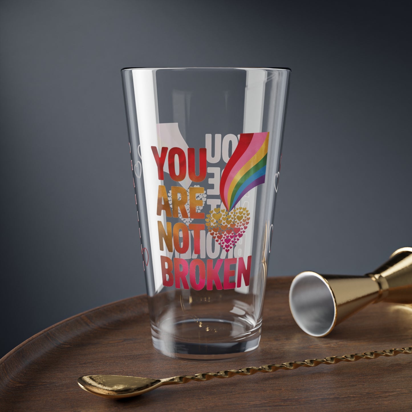 You Are Not Broken: Personalized Valentine's Day Affirmation Pint Glass – Valentine's Day Self-Care Gift, Mindful Positivity Drinkware