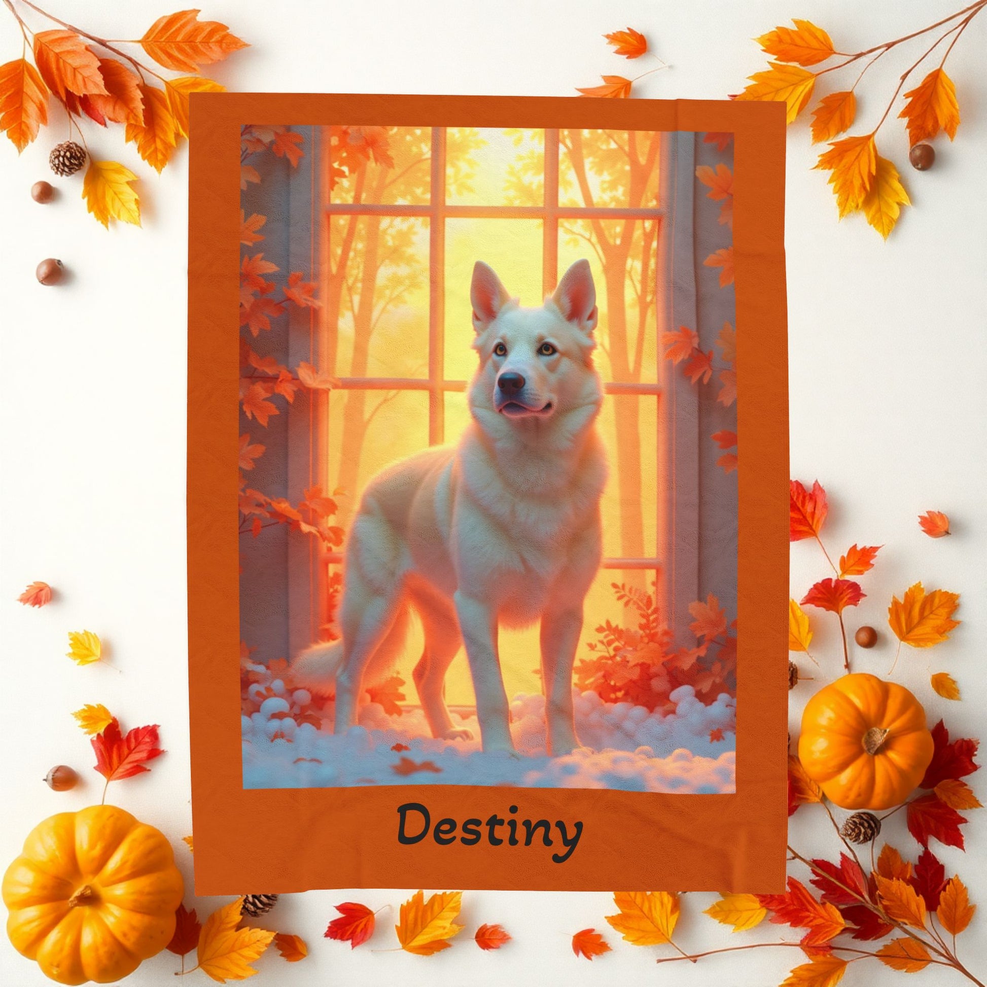 German Shepherd Cream Coat Velveteen Plush Blanket, Custom Plush Dog Throw for GSD Fans