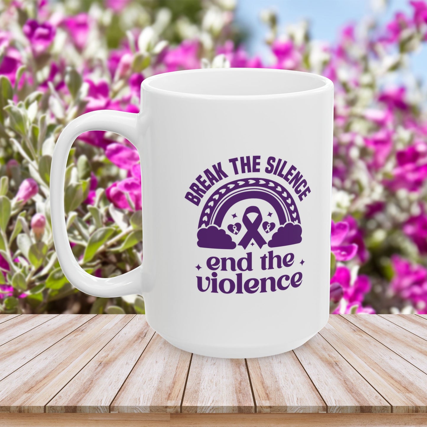 Break the Silence, End the Violence Ceramic Mug - Domestic Violence Awareness