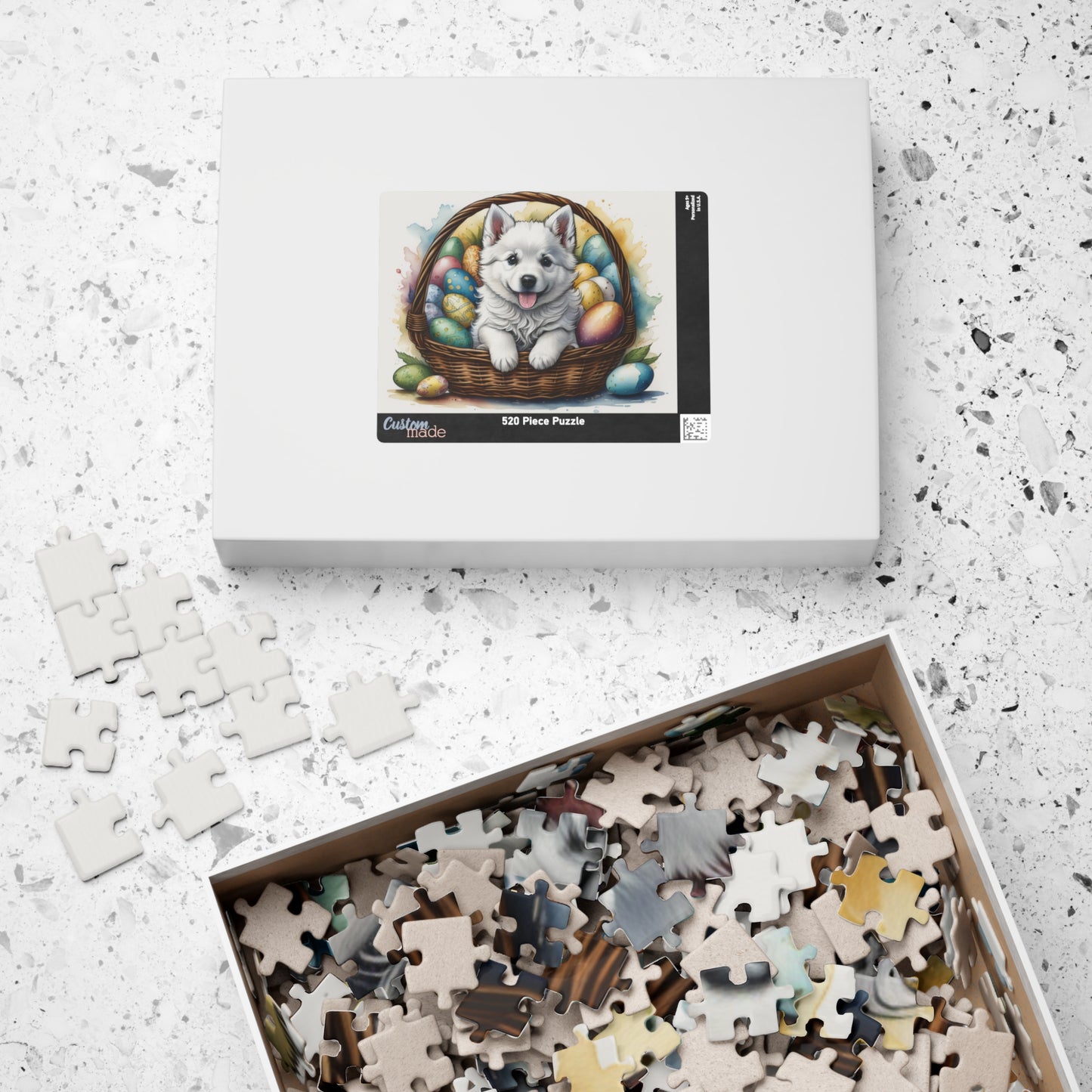 American Eskimo Easter Puppy Puzzle - Dog Lovers, Mental Health Benefits, Holiday Fun, Mindfulness, Stress Relief, Festive Gift