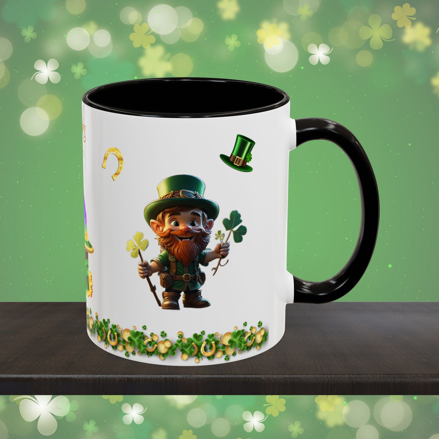 Lucky Leaf Labyrinth: St. Patrick's Day Two-Tone Coffee Mug - Festive Ceramic Mug for Positivity & Mindfulness