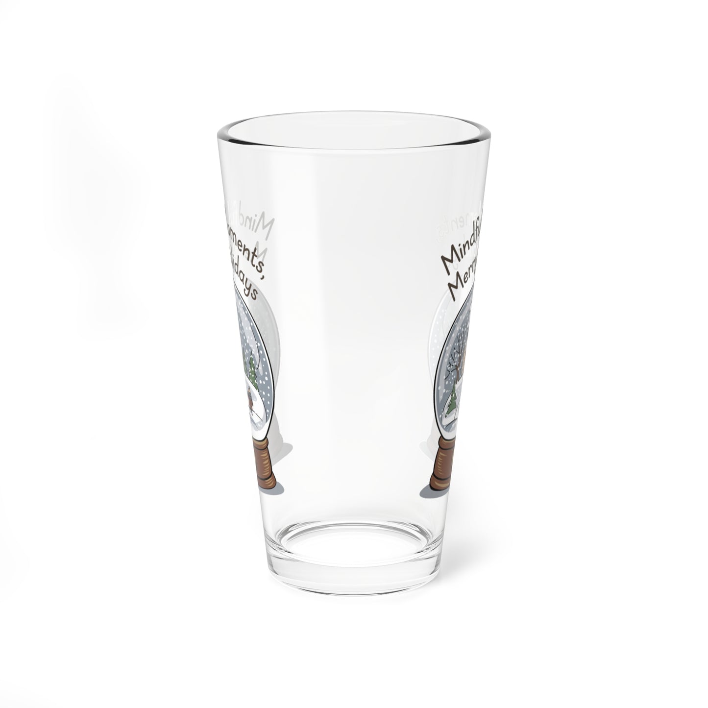 Mindful Moments, Merry Holidays, Christmas Pint Glass, 16oz