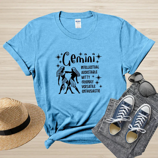 Gemini Zodiac T-Shirt, astrology horoscope tee, Gemini birthday shirt gift for men or women